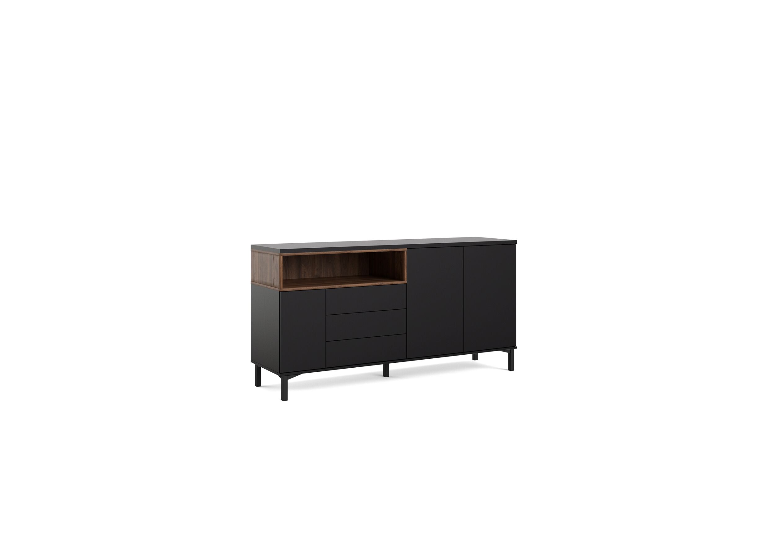 Buffet Roomers 176cm - Buffet Roomers 176cm - panneau de particules - noir & noix
