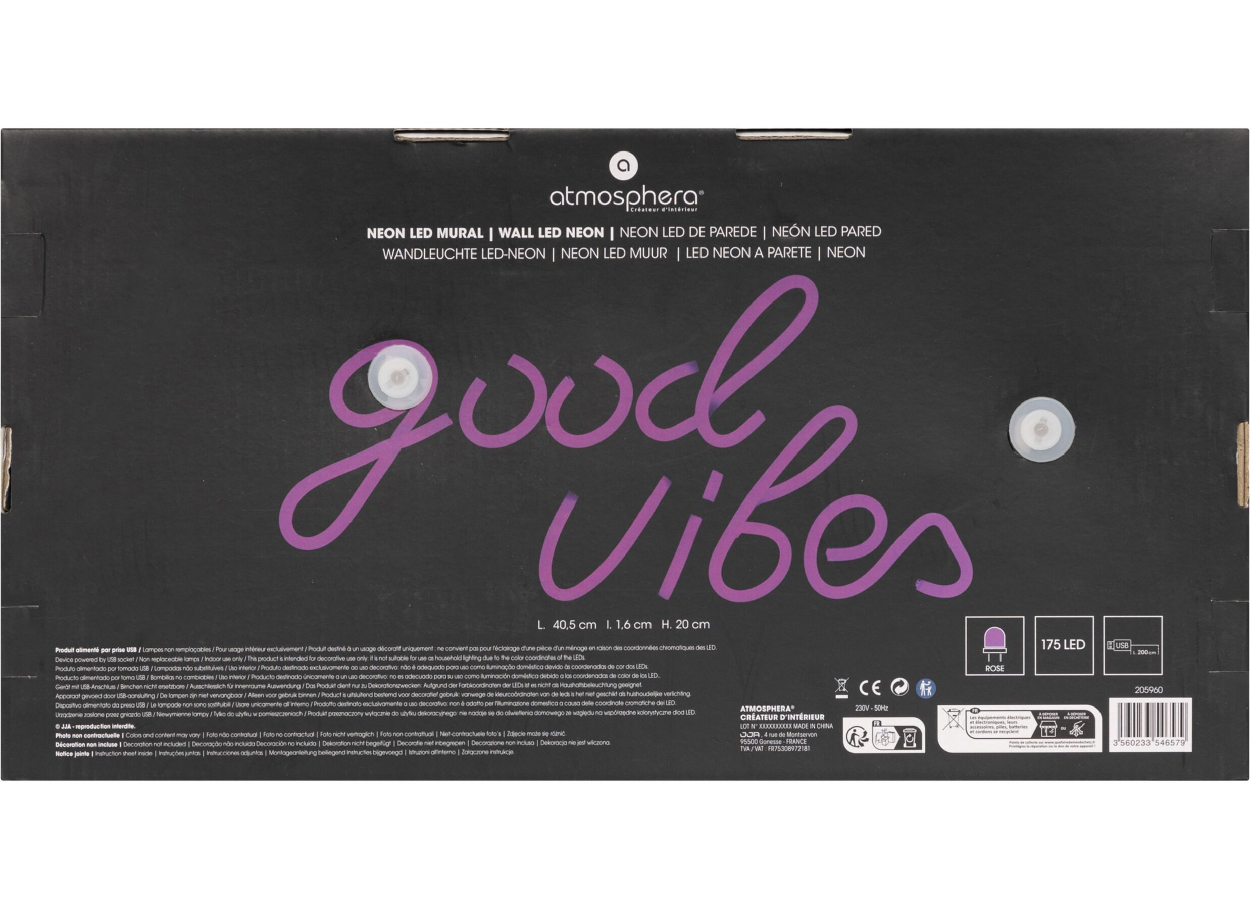 Indeling - Ledlamp Neon Good Vibes 40,5x20cm - kunststof - roze