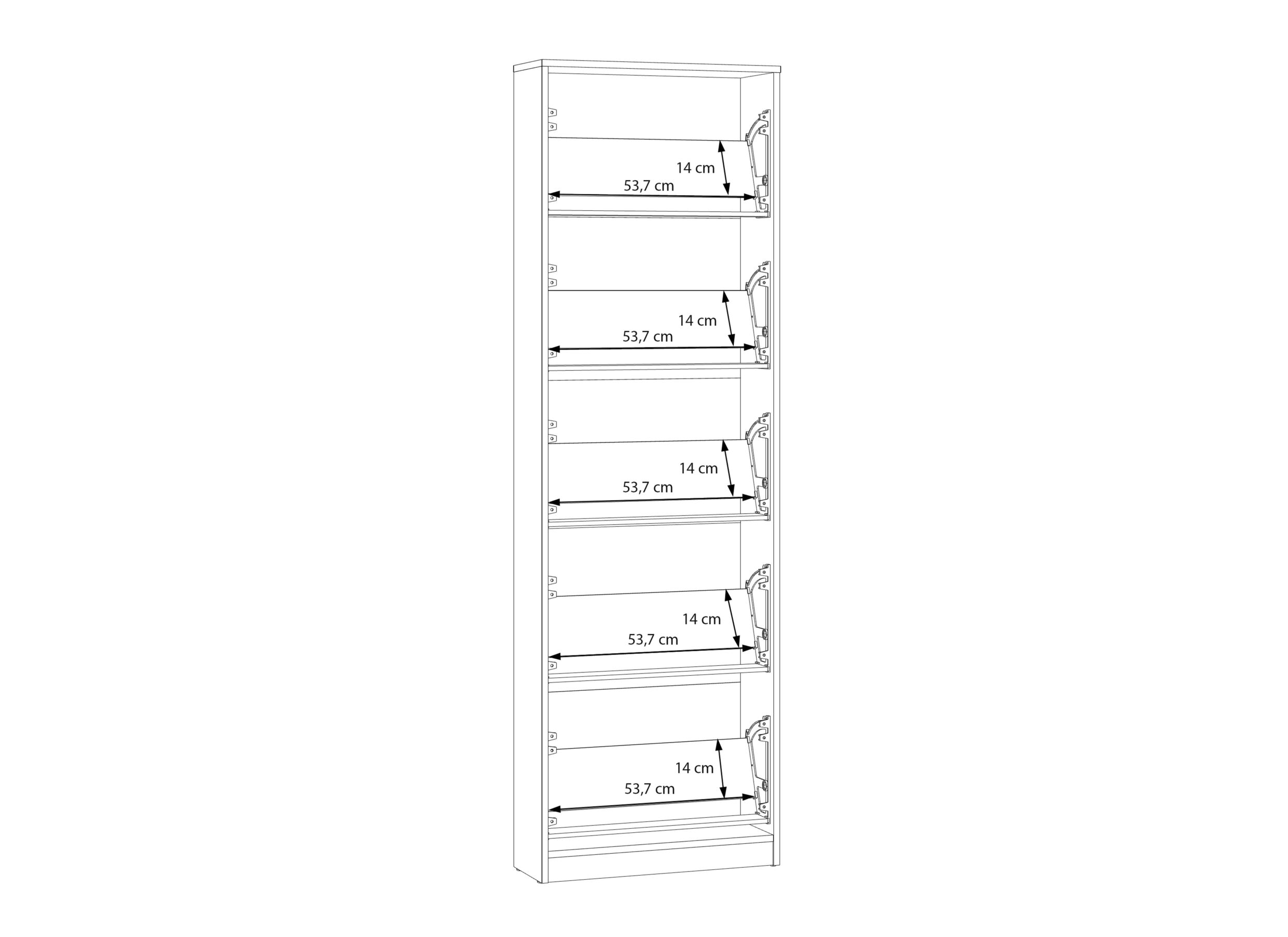 Dimensions - Armoire à chaussures Net402 58x20x116cm - décor - chêne artisanal