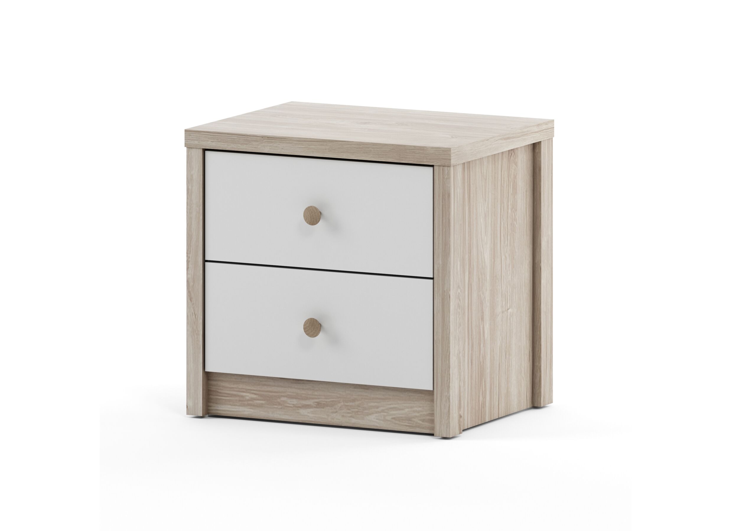 Nachtkastje Evora 50x39x48cm - decor - ivory oak & wit - Table de chevet Evora 50x39x48cm - décor - ivory oak & blanc