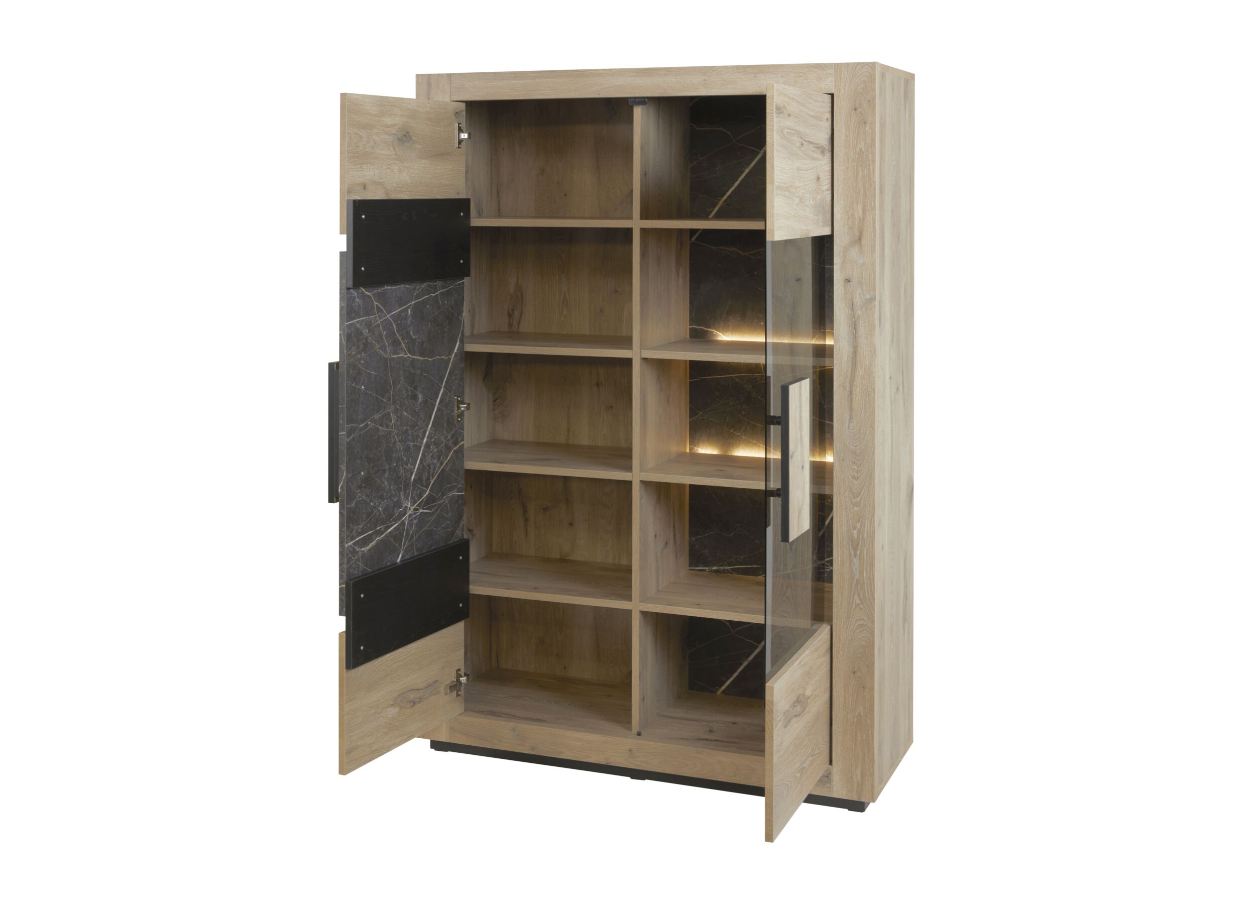 Aperçu - Vitrine Sacha 120cm - mélamine - canyon oak & marble