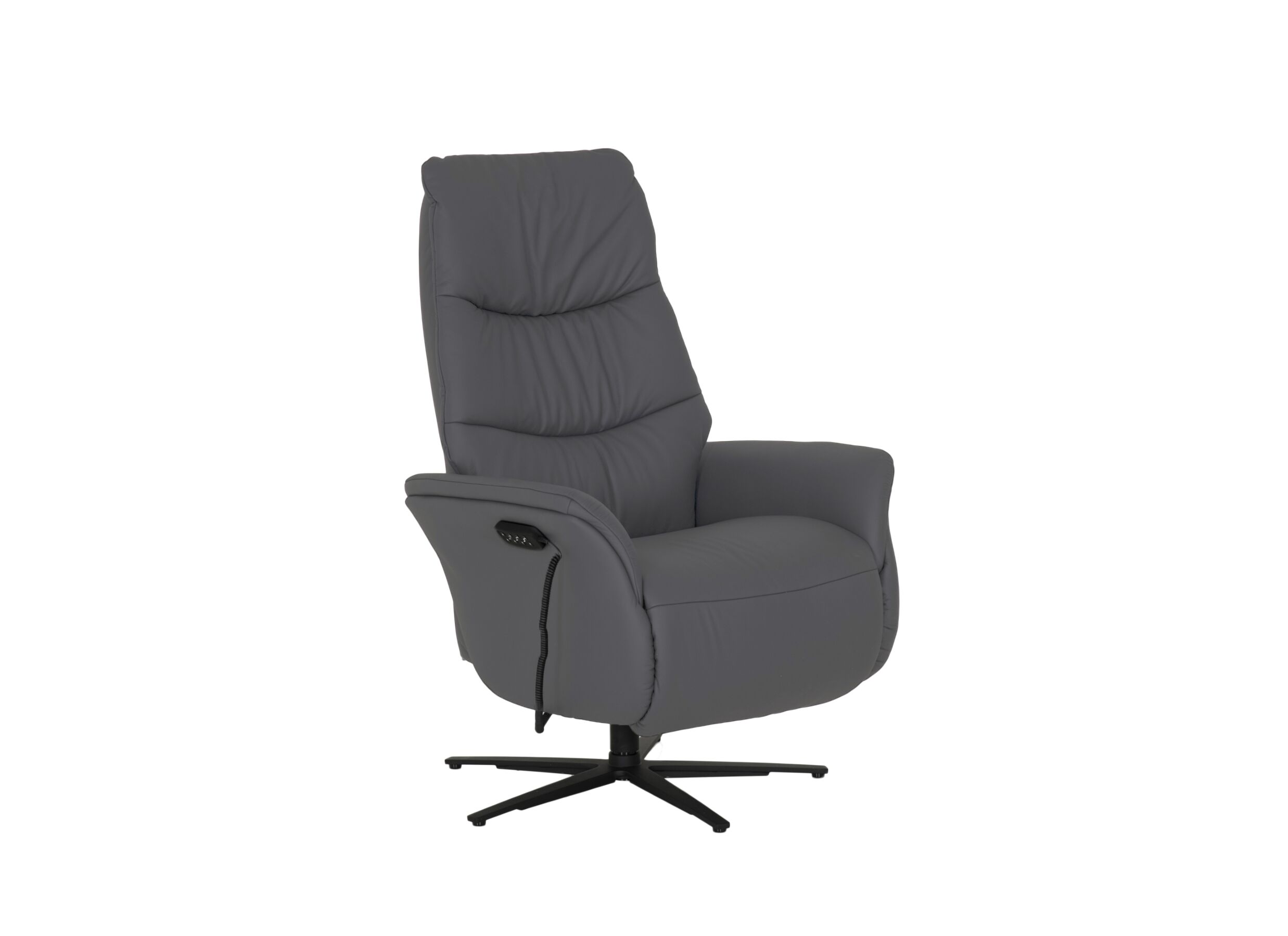 Relaxzetel 7051.57V+Z6 elektrisch - leder - grijs met large zithoogte- en diepte - Fauteuil relax 7051.57V+Z6 électrique – cuir – gris avec grande hauteur et profondeur d’assise