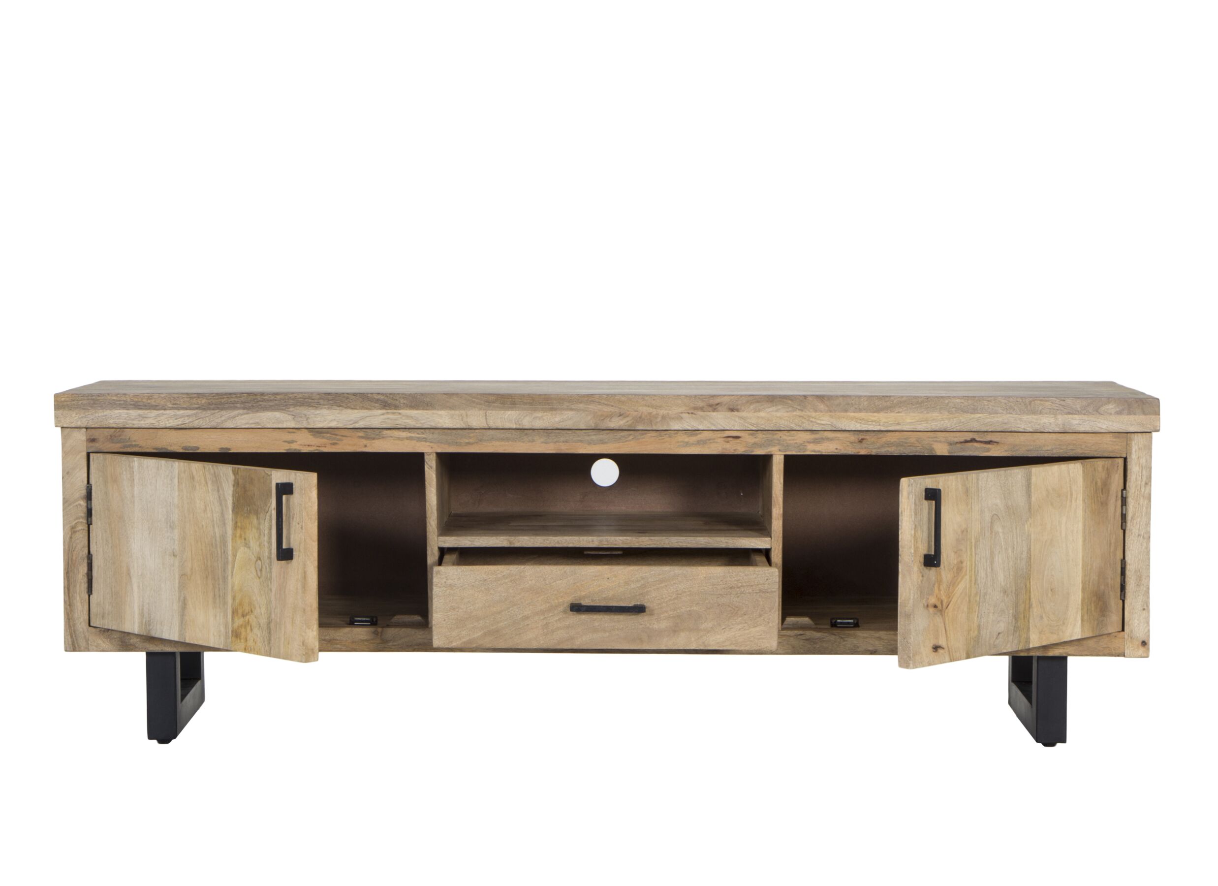 Tv-meubel Boqueria 180x42,5cm - mango massief & metaal - naturel