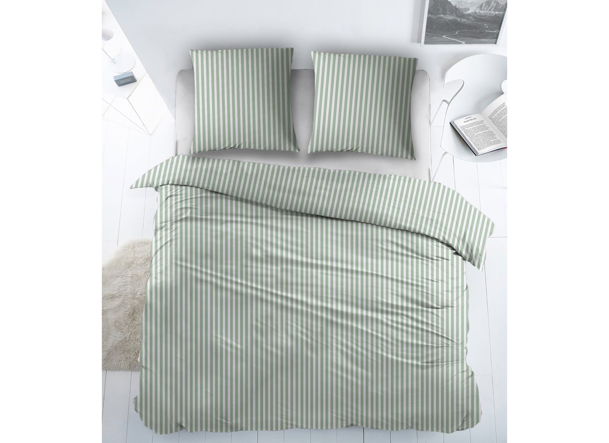 Dekbedovertrek 240 x 220 cm - flanel - iris green - Dekbedovertrek 240 x 220 cm - flanel - iris green
