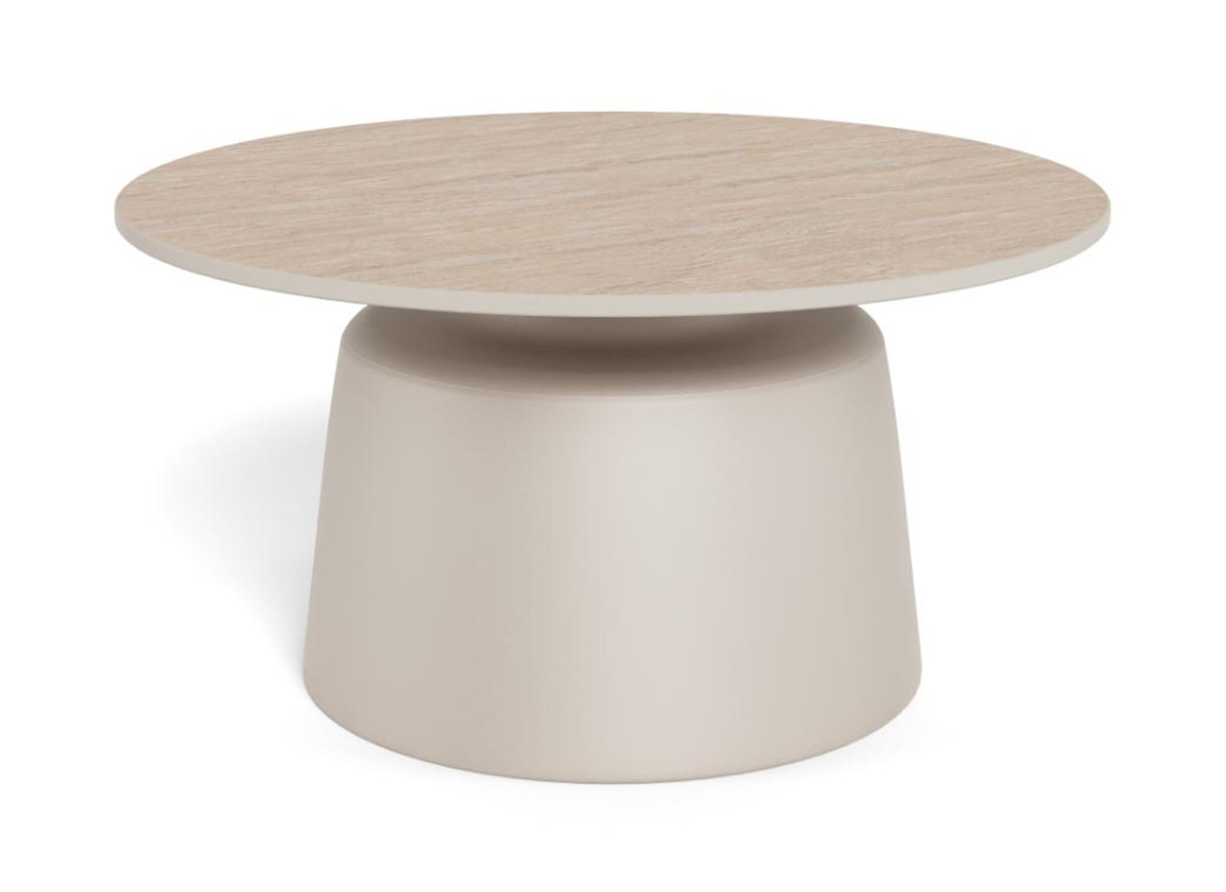 Salontafel Ø70cm - travertijn & metaal - beige & grijs - Table basse Ø70cm - travertin & métal - beige & gris