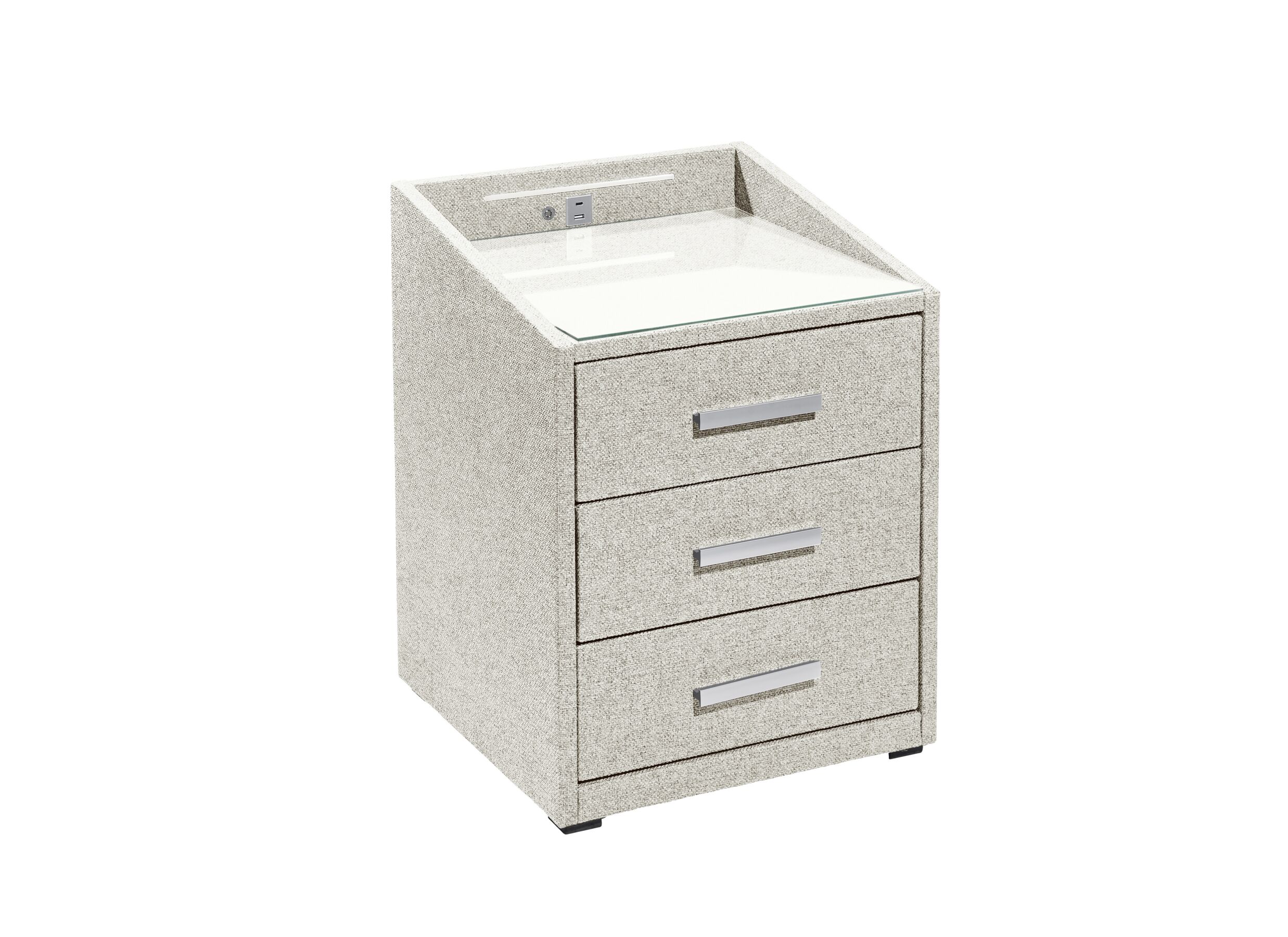 Nachtkastje Moon 48x47x62cm - stof - ivoor - Table de chevet Moon 48x47x62cm - tissu - ivoire