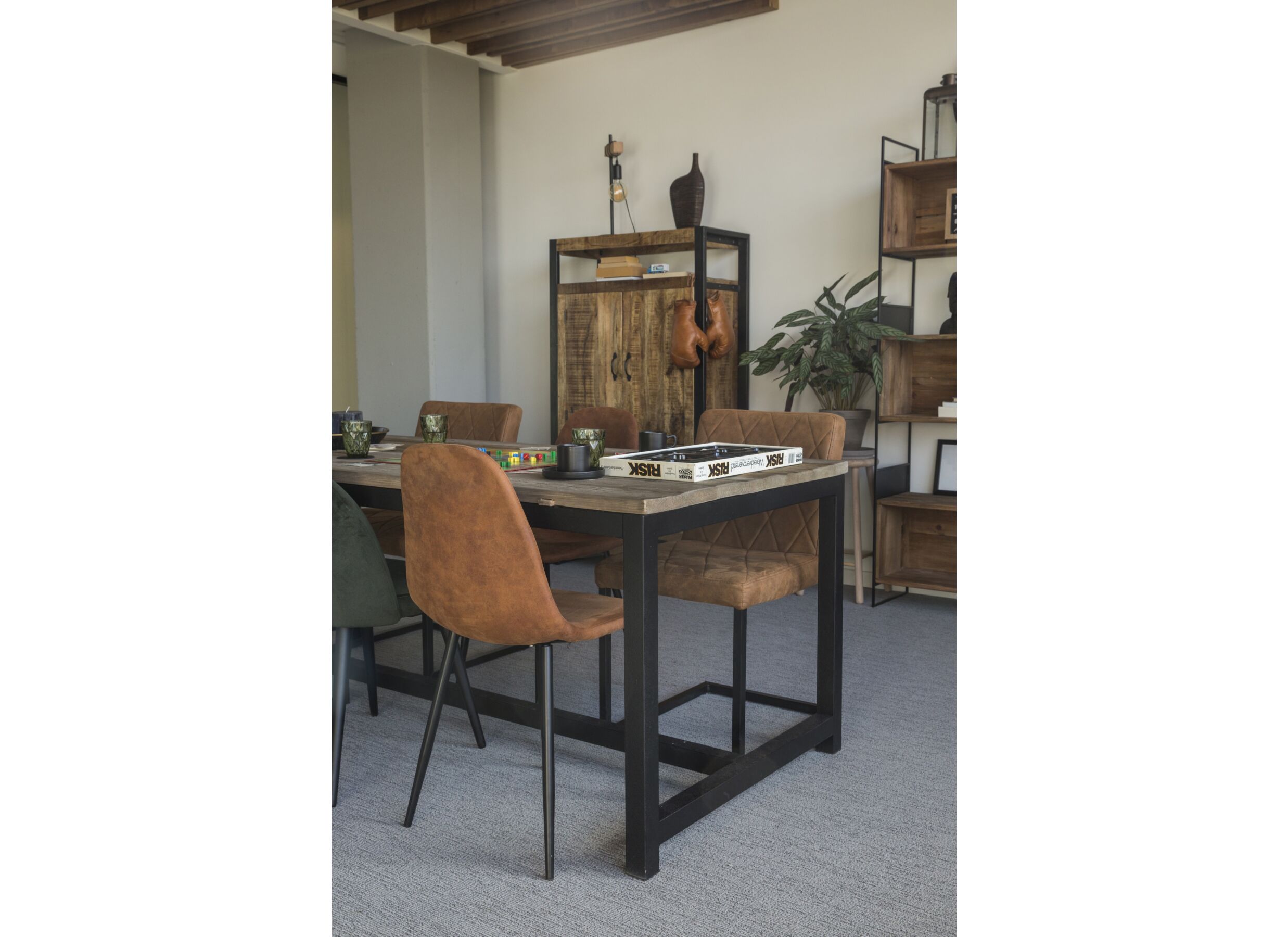 Chaise Speech 45x46x88cm - tissu - cognac