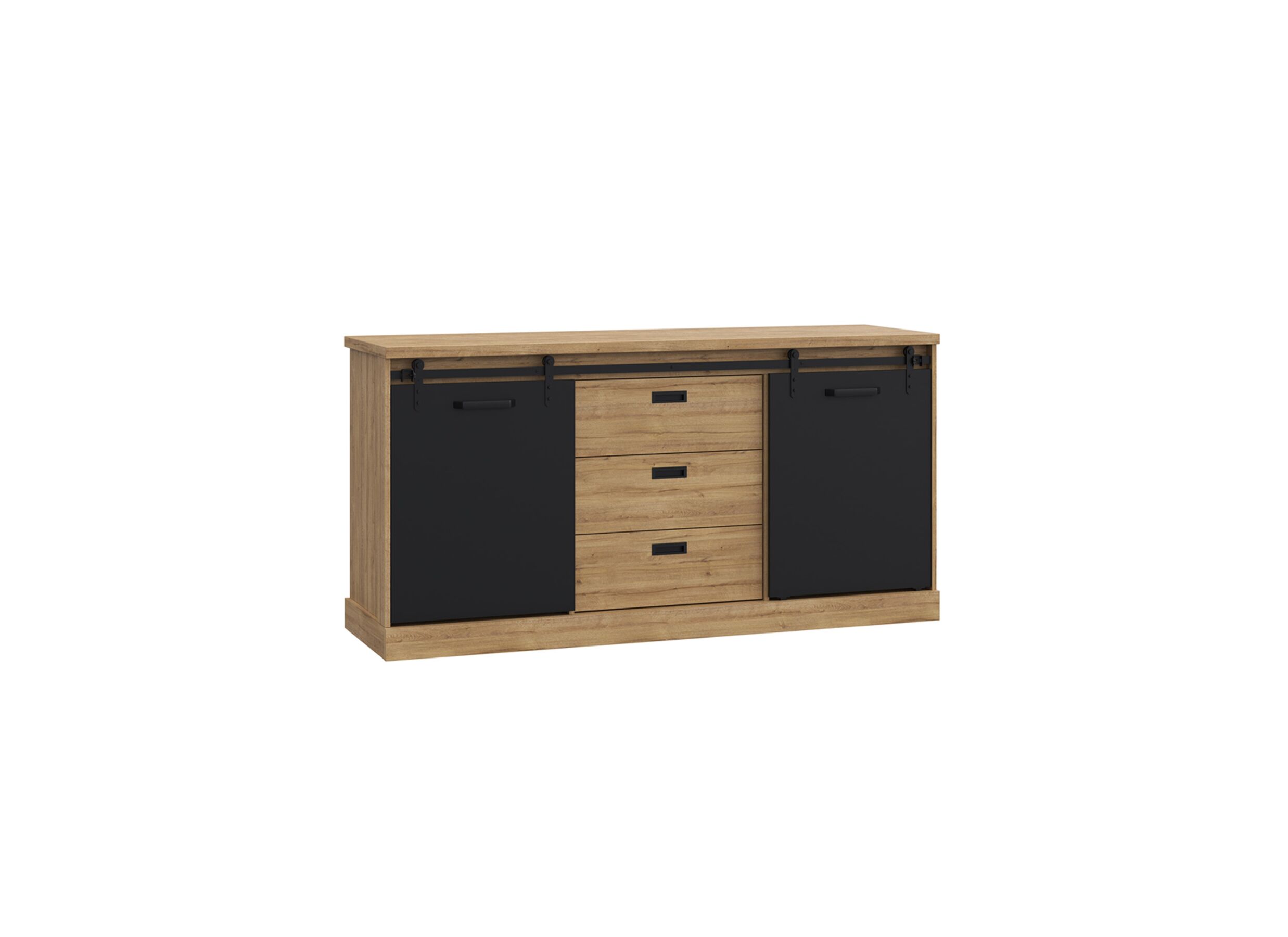 Dressoir Kaszimiro 173cm - meubelplaat - waterford eik/zwart