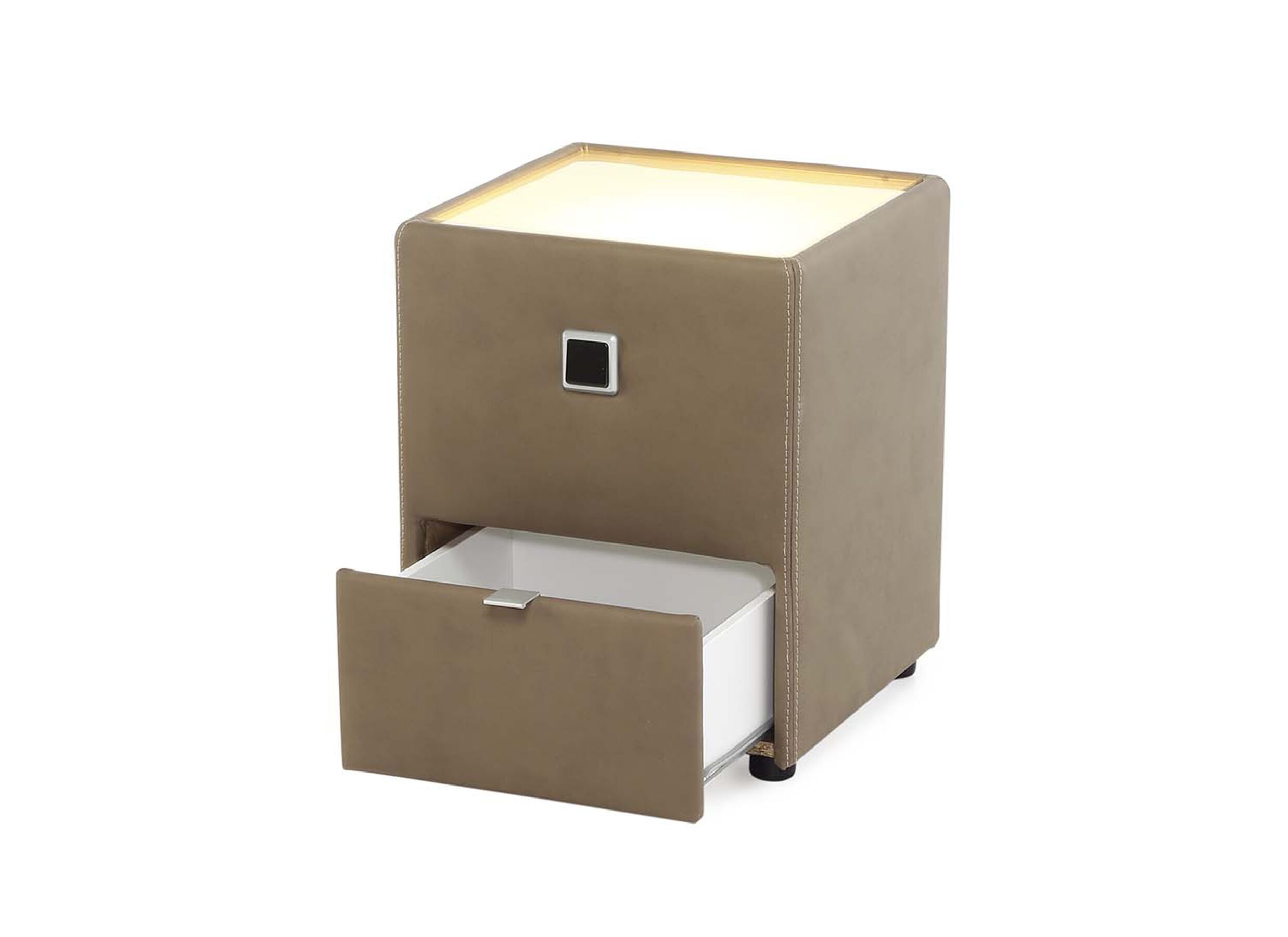 Overzichtsfoto - Nachtkastje Lancy 42,5x45x53cm - lederlook - taupe