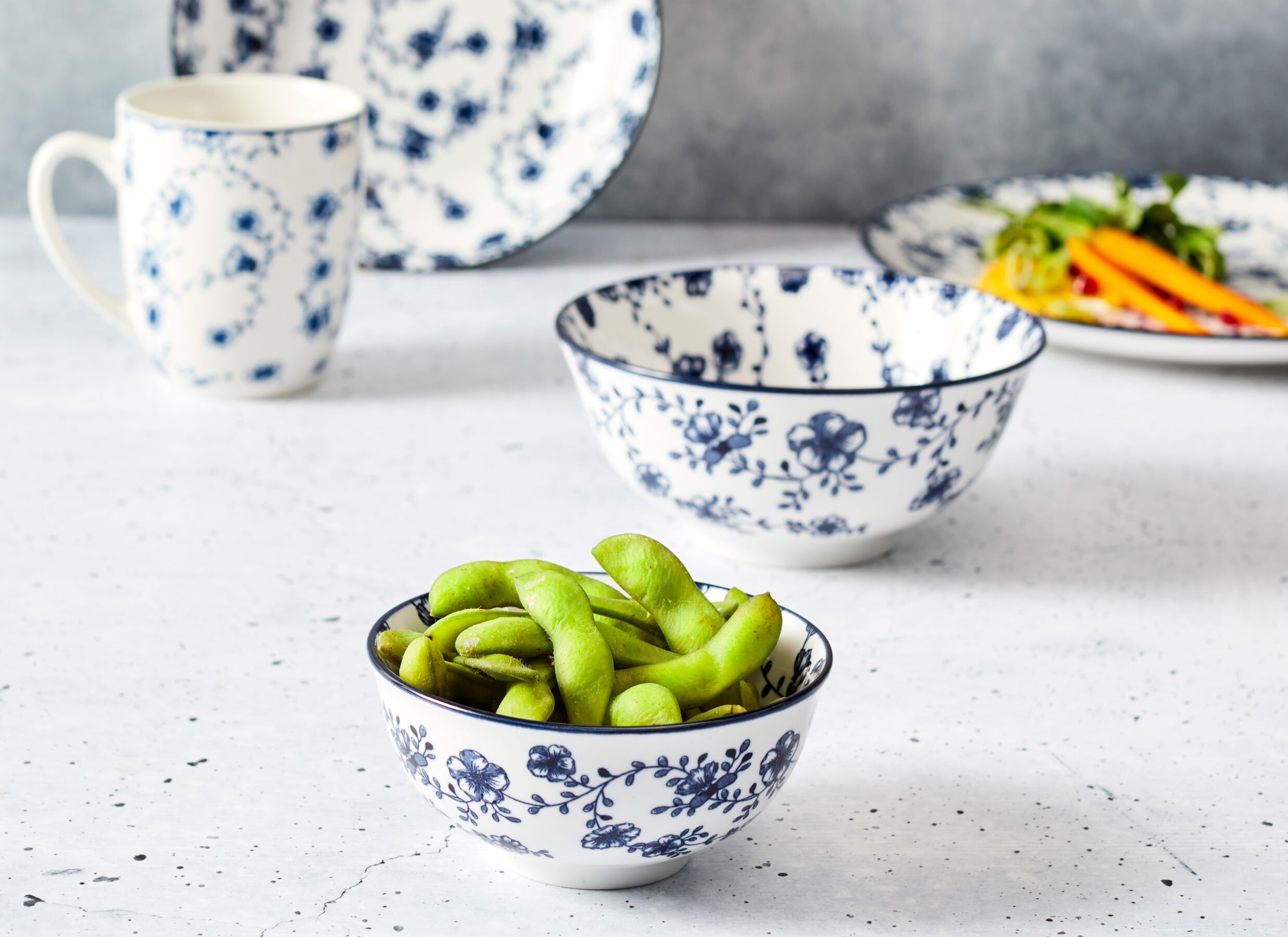 Foto ambiance - Bol Flor Azul Ø11,5cm - porcelaine - blanc & bleu