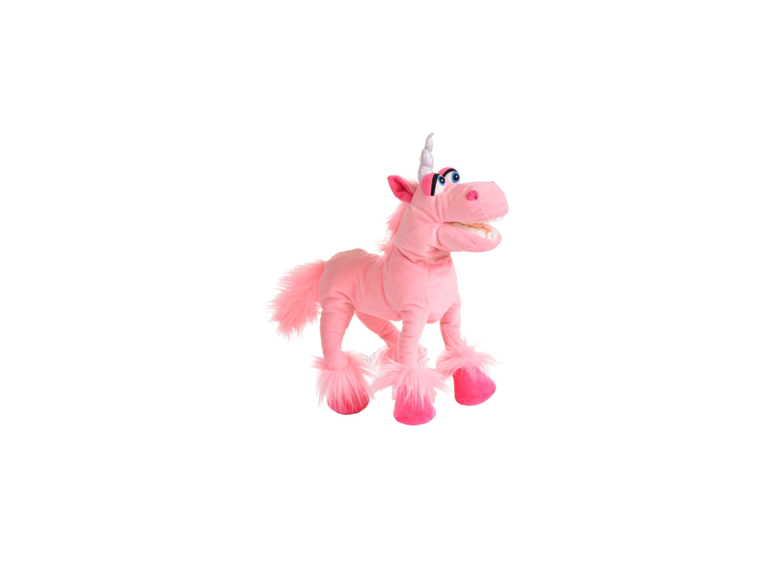 Plus Important - Marionnette à main Hornchen la licorne H41cm - polyester - rose