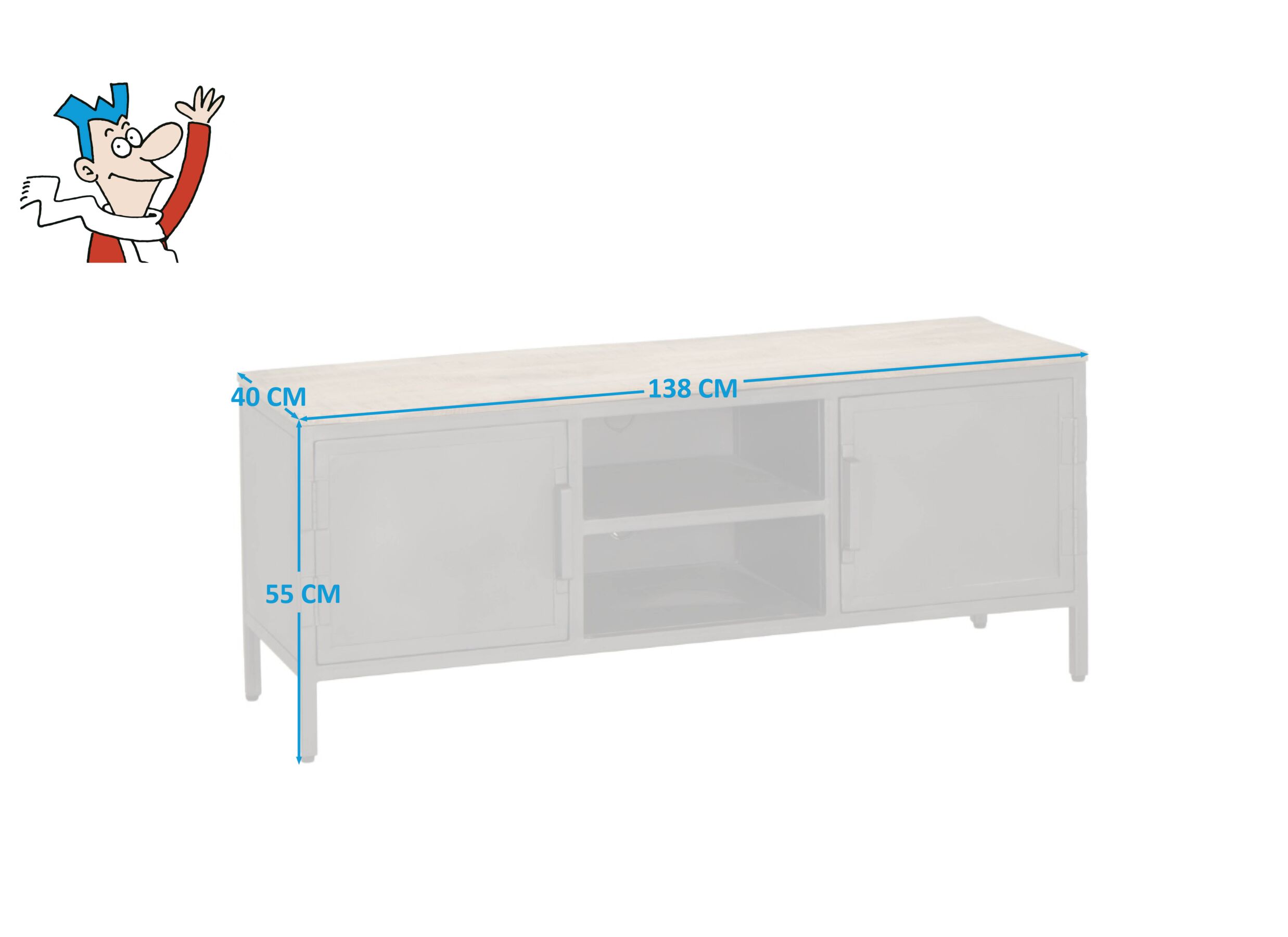 Tv-meubel Zarathustra hout metaal 138cm