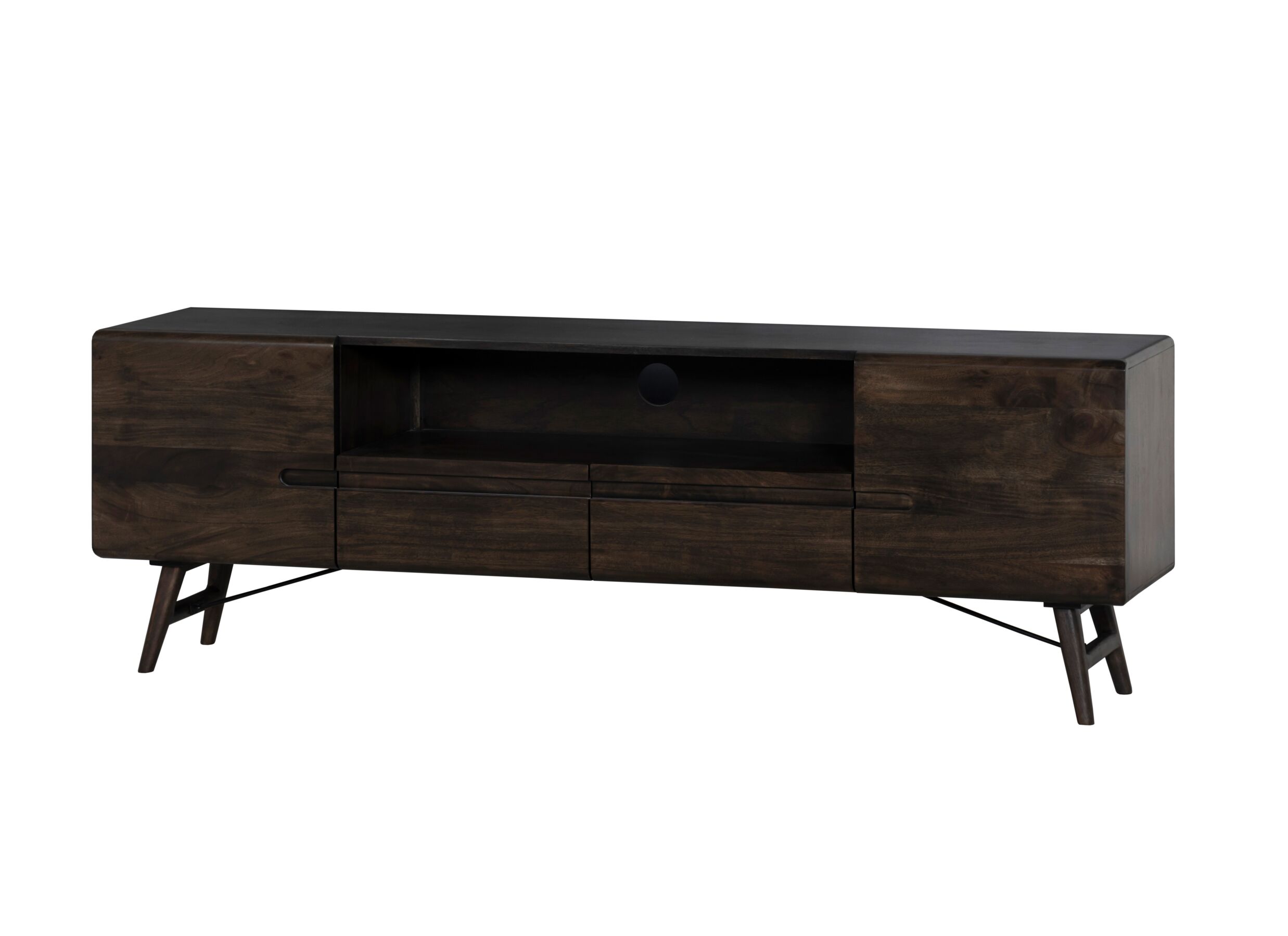 Tv-meubel Aura 210cm - acacia massief - espresso - Meuble TV Aura 210cm - acacia massif - espresso