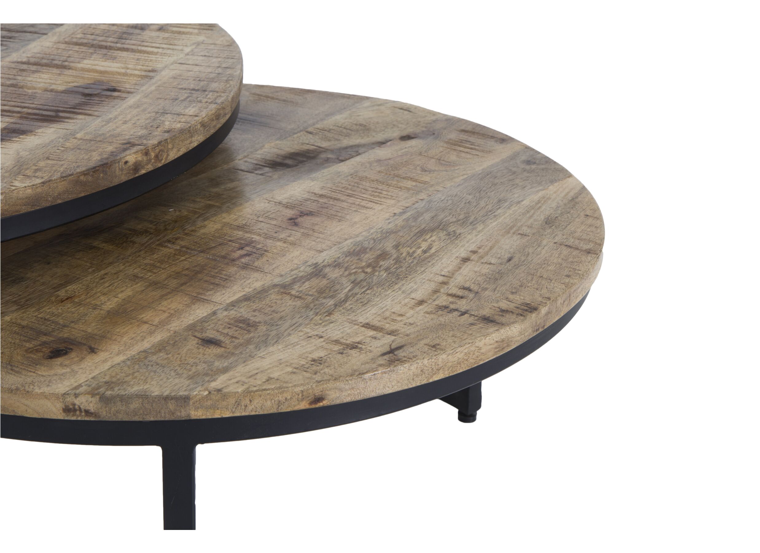 Salontafel Half Moon Ø80cm - metaal - naturel & zwart
