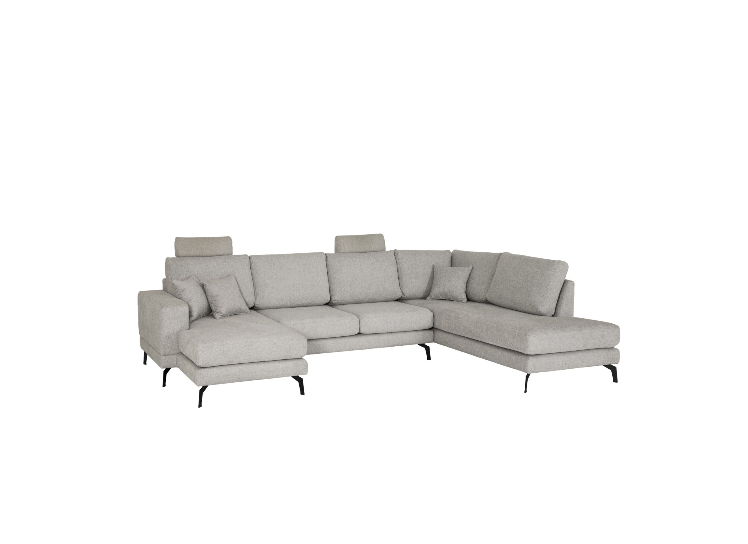 Photo ensemble - Canapé d'angle Davos 341x220cm - tissu - gris
