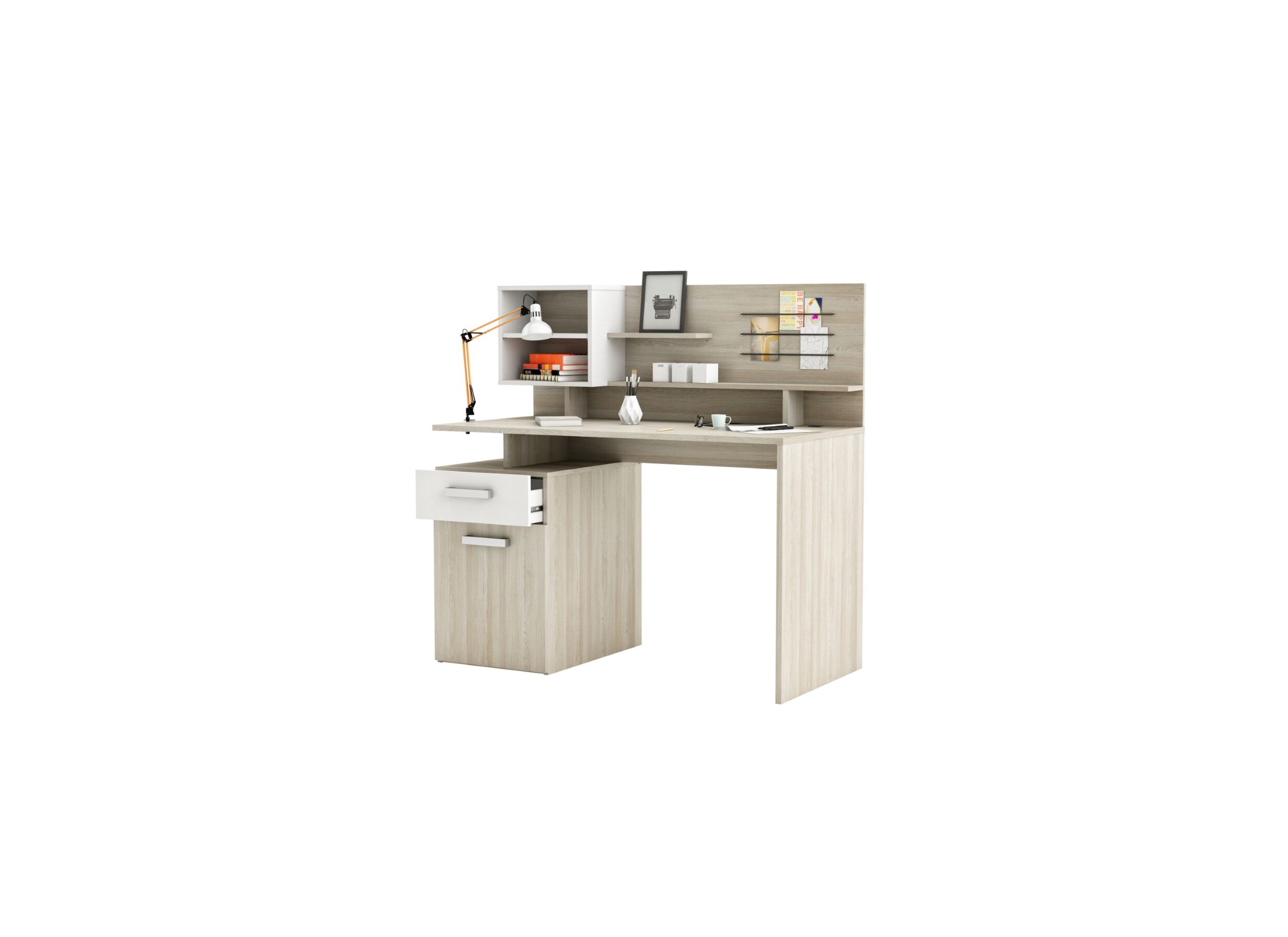 Bureau Malicia 122x59x120cm - decor - eik & wit