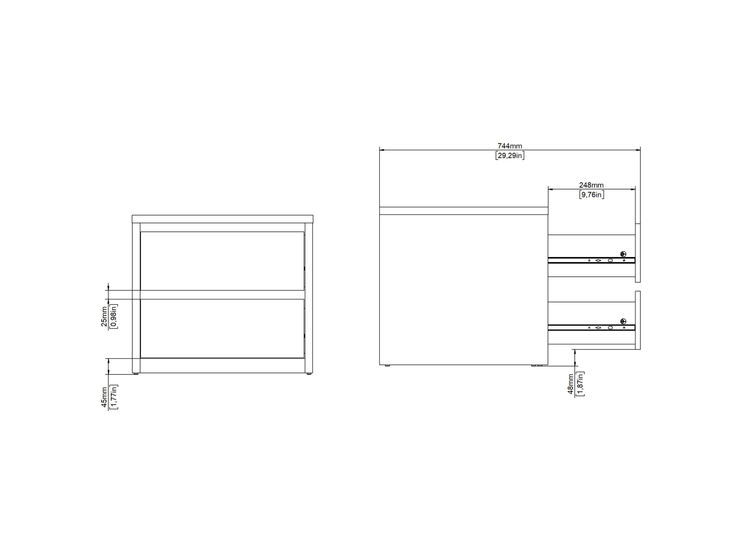 Afmetingen - Nachtkastje Next 52x48H46cm - decor - wit & jackson hickory