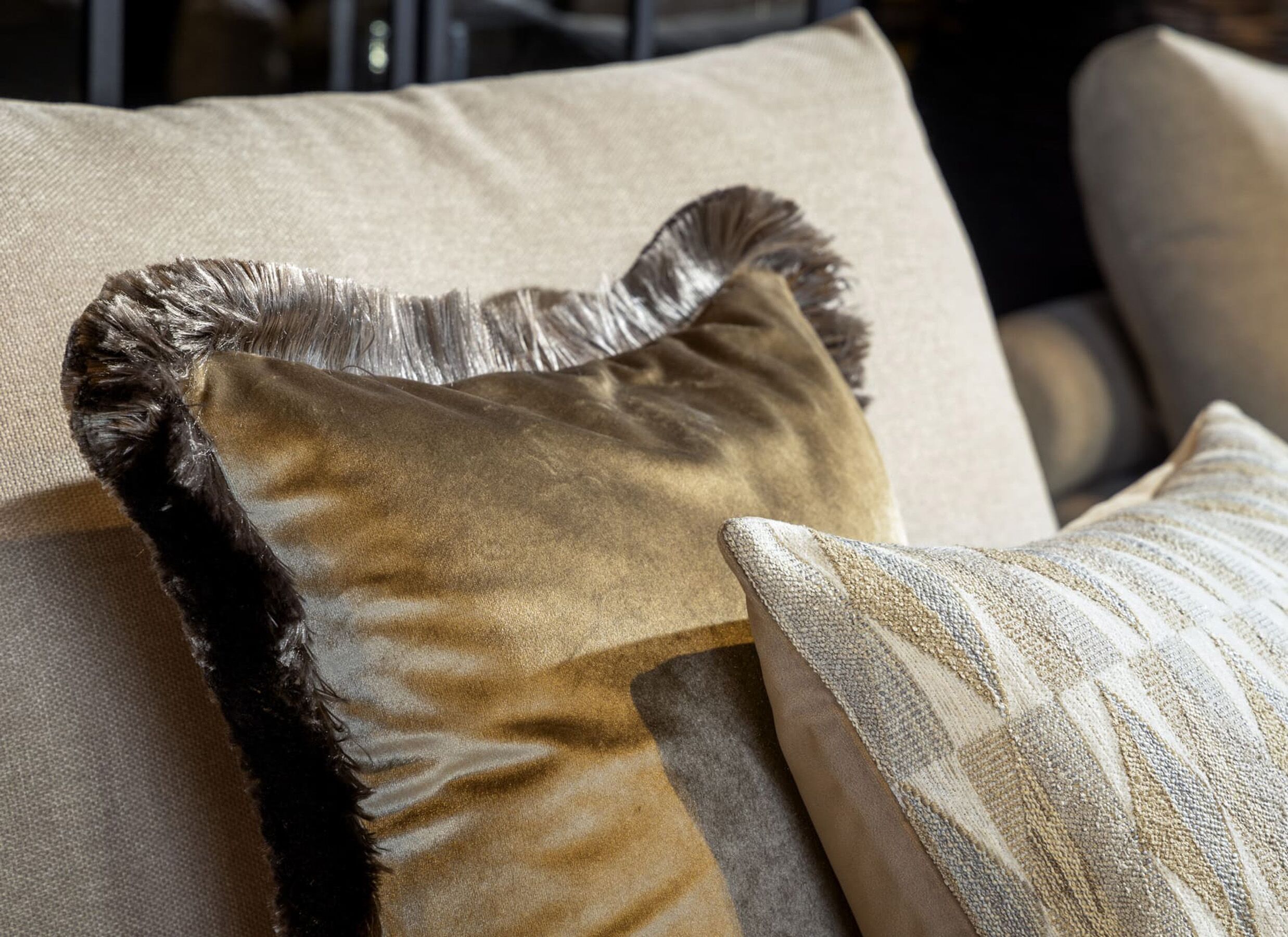 Foto ambiance - Coussin Jeanette 45x45cm - tissu - marron