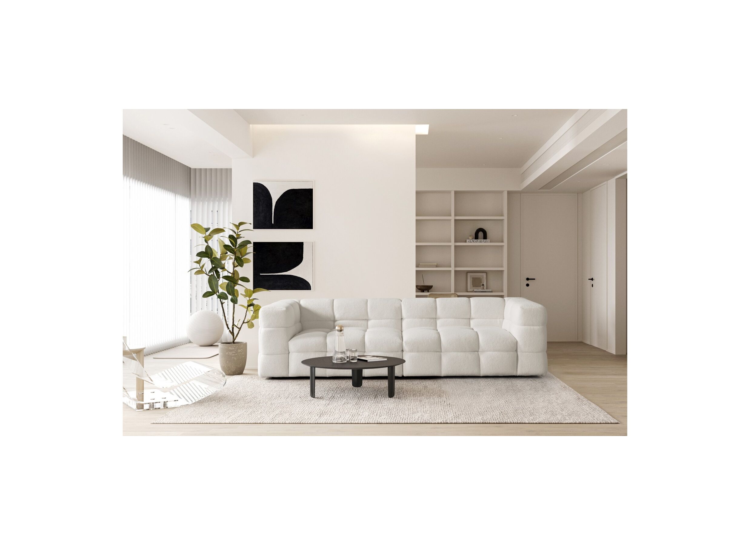 Zetel Bubble 4-zit stof wit