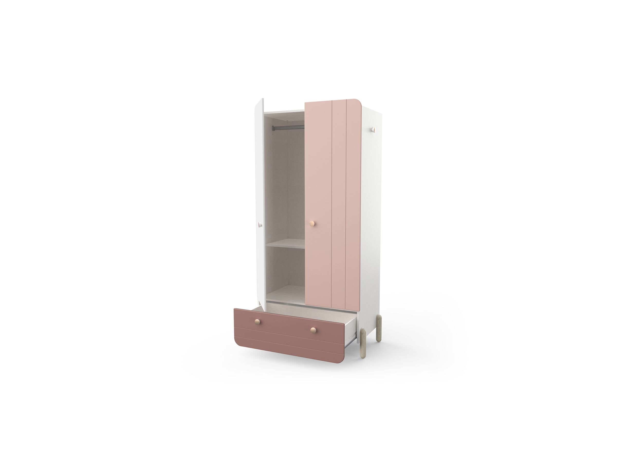 Disposition - Garde-robe Jade 95cm - décor - rose mat/blanc mat
