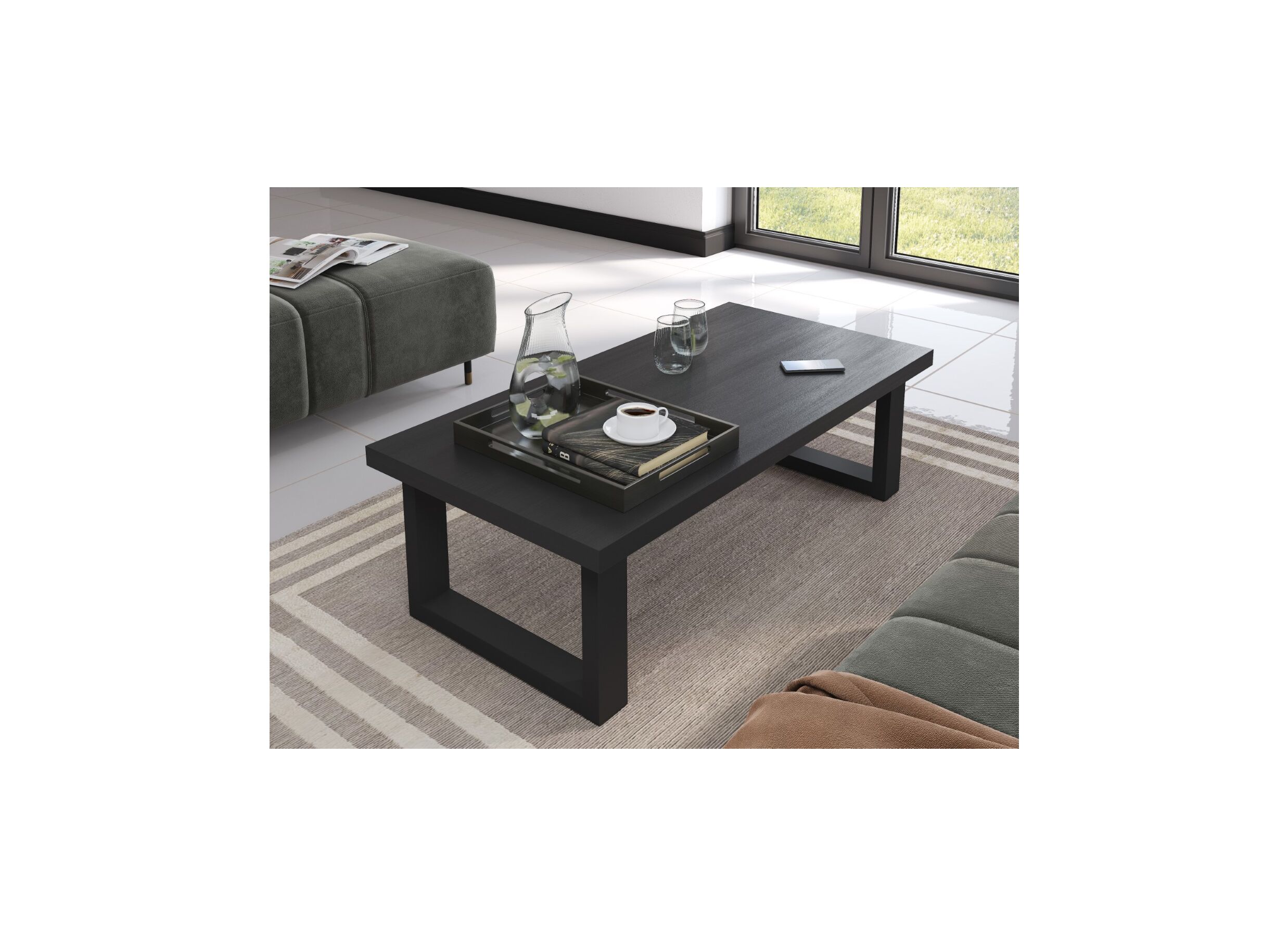 Salontafel Valencia 130x65cm - melamine - zwarte eik