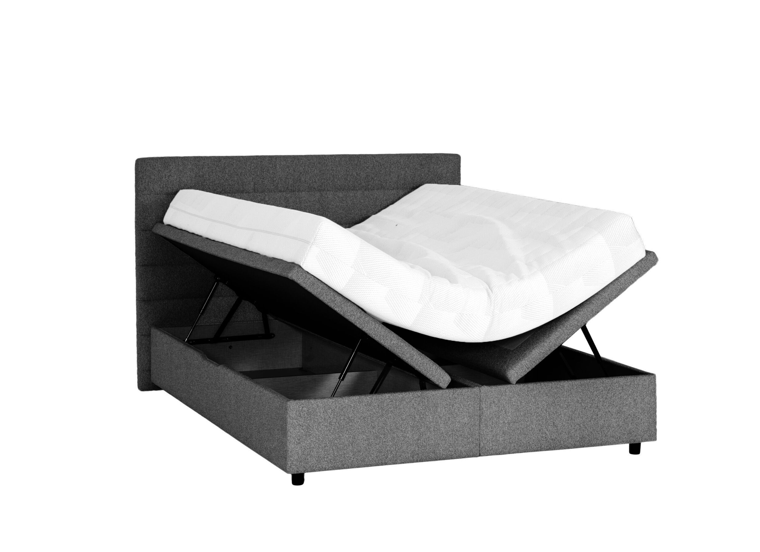 Overzichtsfoto - Bedbox Butterfly 180x200cm - stof - donkergrijs met opbergruimte
