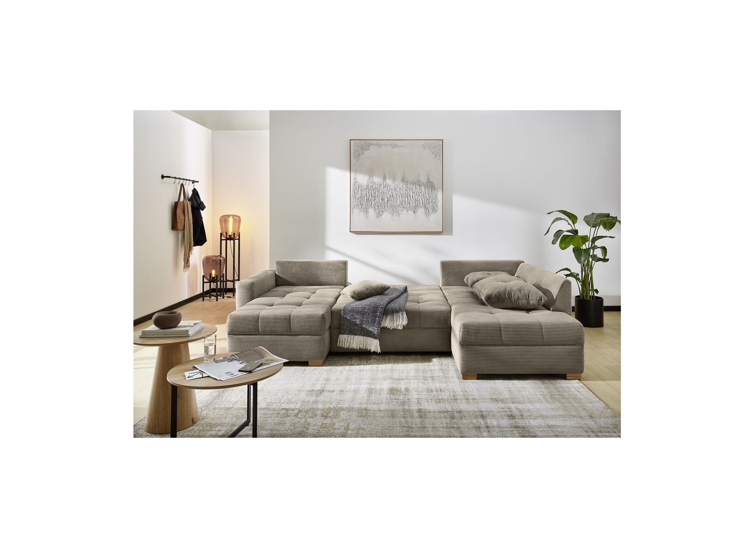 Sfeerfoto - Hoeksalon Abby 311x170cm - stof - bruin