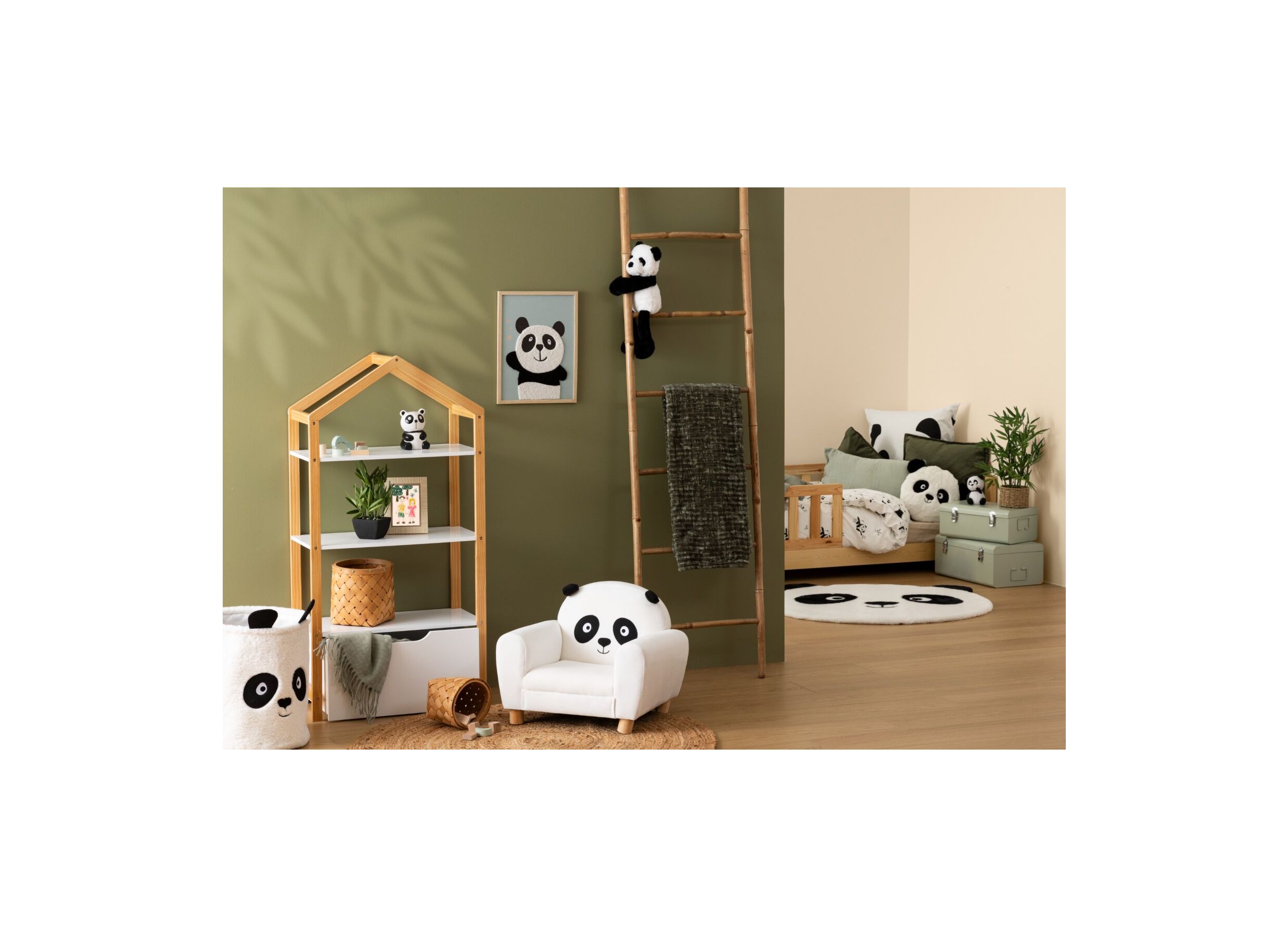Foto ambiance - Peluche Panda H35cm - tissu - noir/blanc