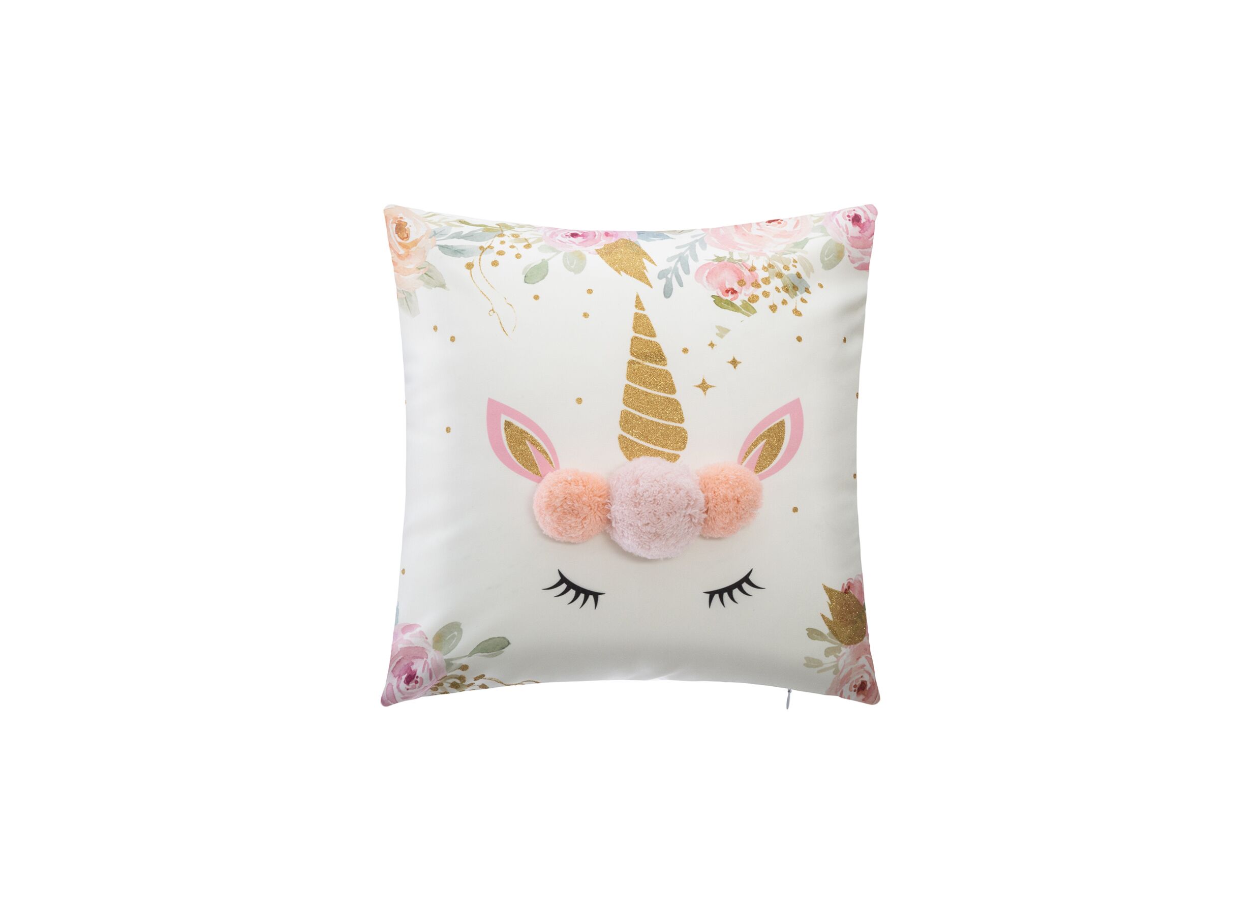 Coussin Unicorn Pompom 40x40cm multicolore - Coussin Unicorn Pompom 40x40cm - tissu - multicolore