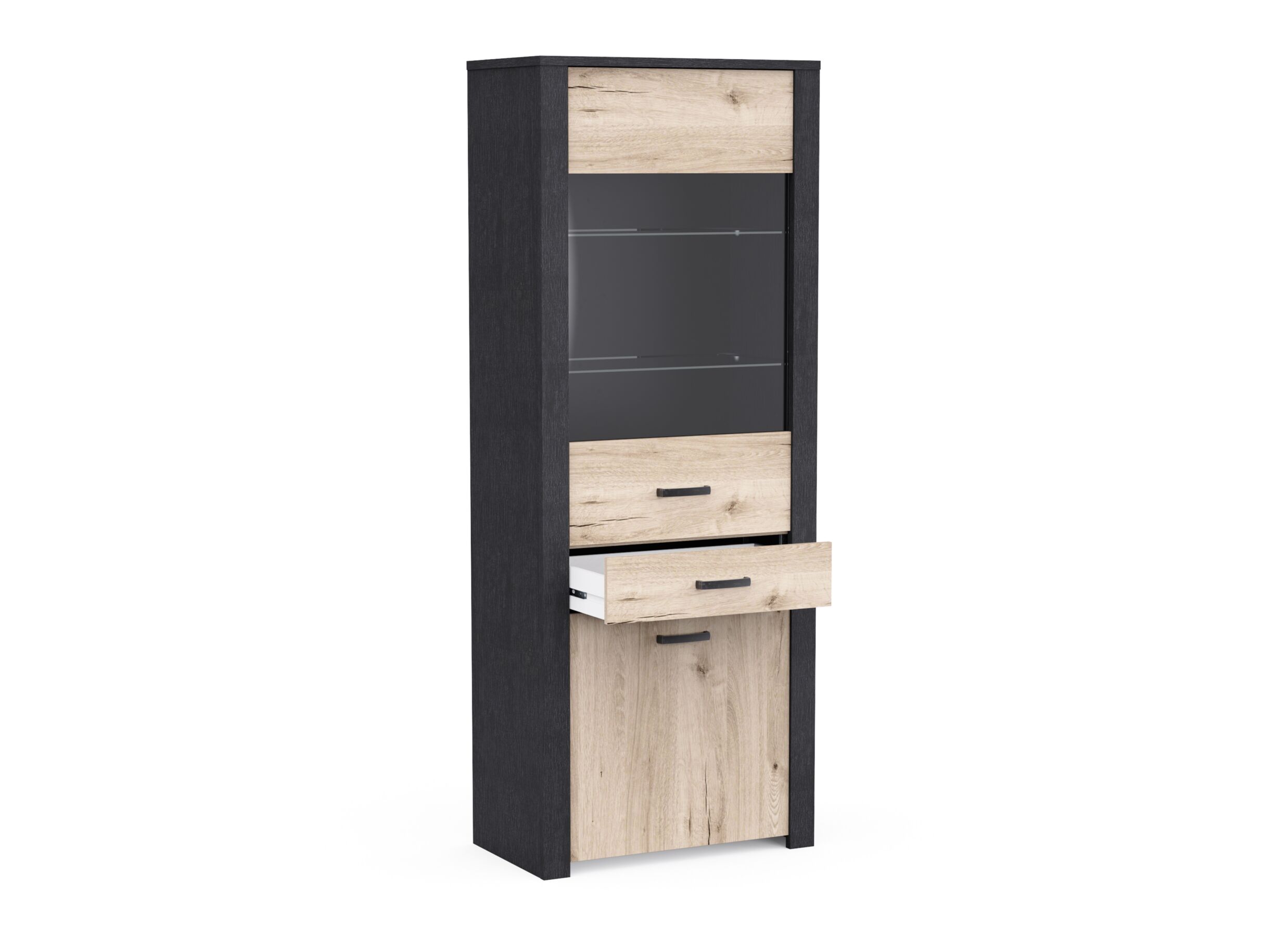 Indeling - Vitrinekast Aubrac 75x42x194cm - decor - royal oak & ebben