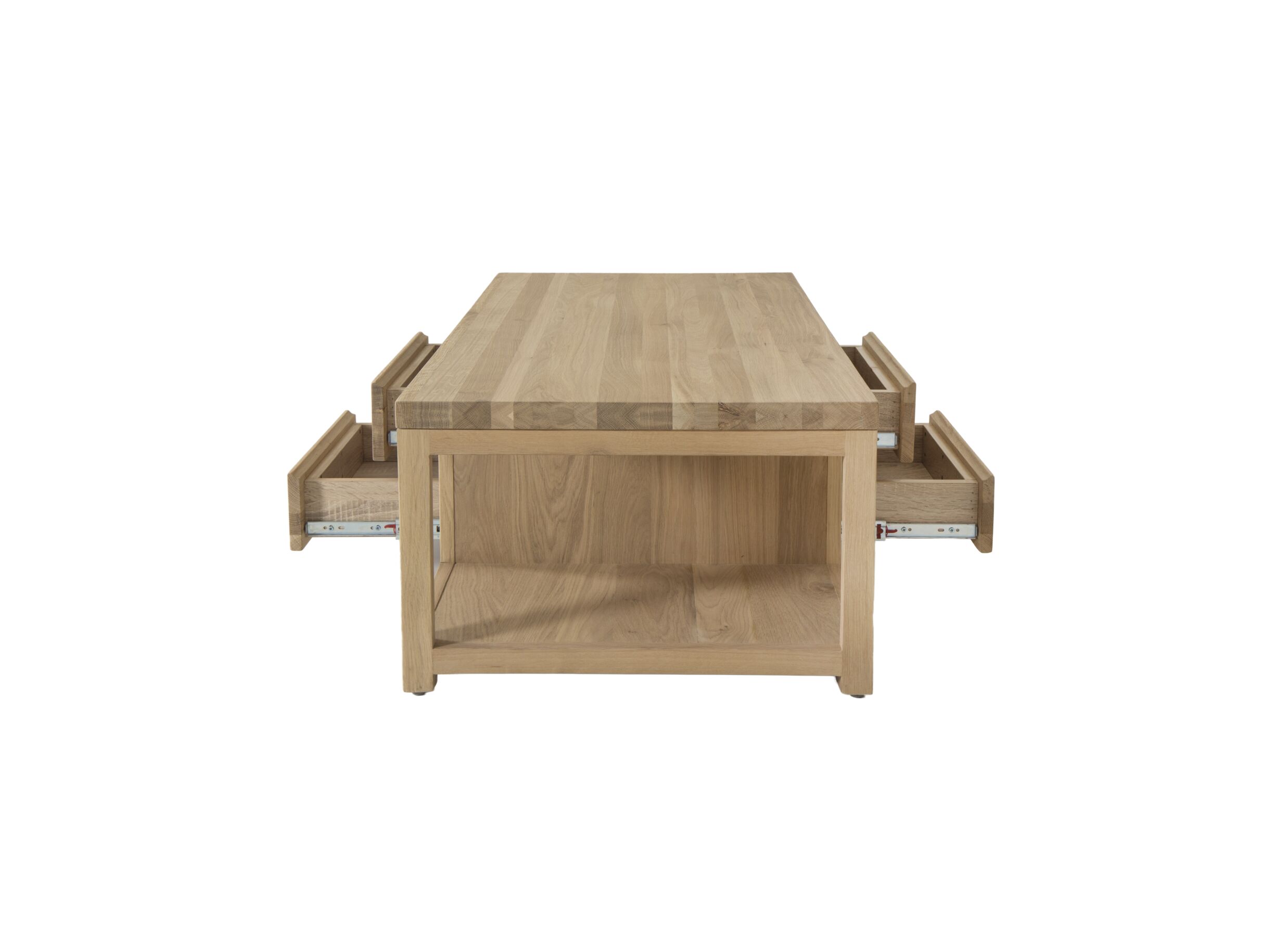 Table basse Amarillo 120x60cm - chêne massif & décor - naturel avec rangement