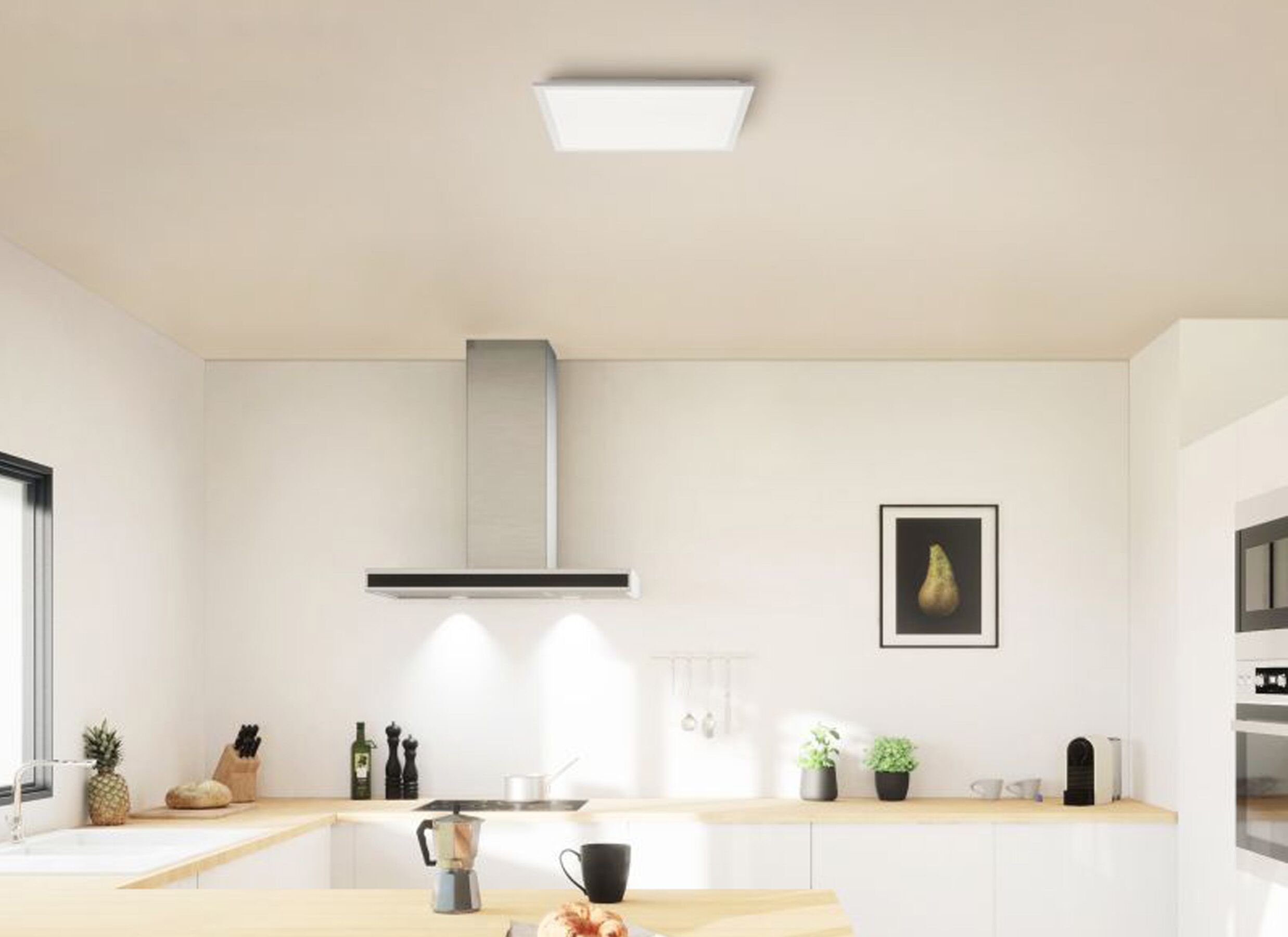 Sfeerfoto - Plafondlamp Briston 45x45x5cm - kunststof & metaal - wit