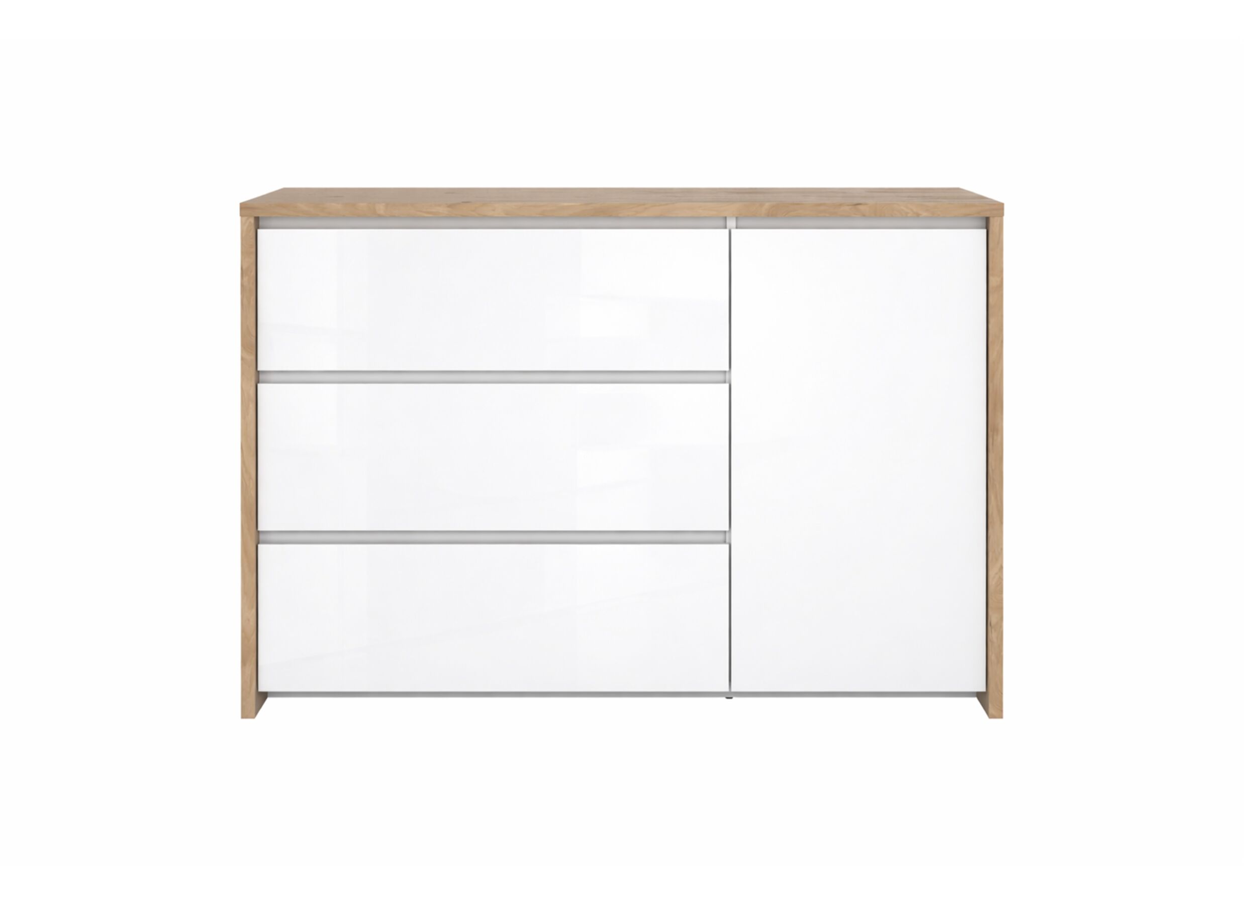 Overzichtsfoto - Commode Next 119x48x84cm - melamine - glanzend wit & jackson hickory