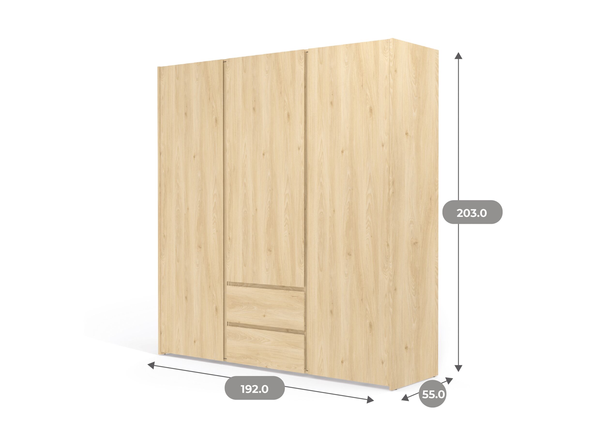 Dimensions - Garde-robe Mosaik 192cm - décor - hickory