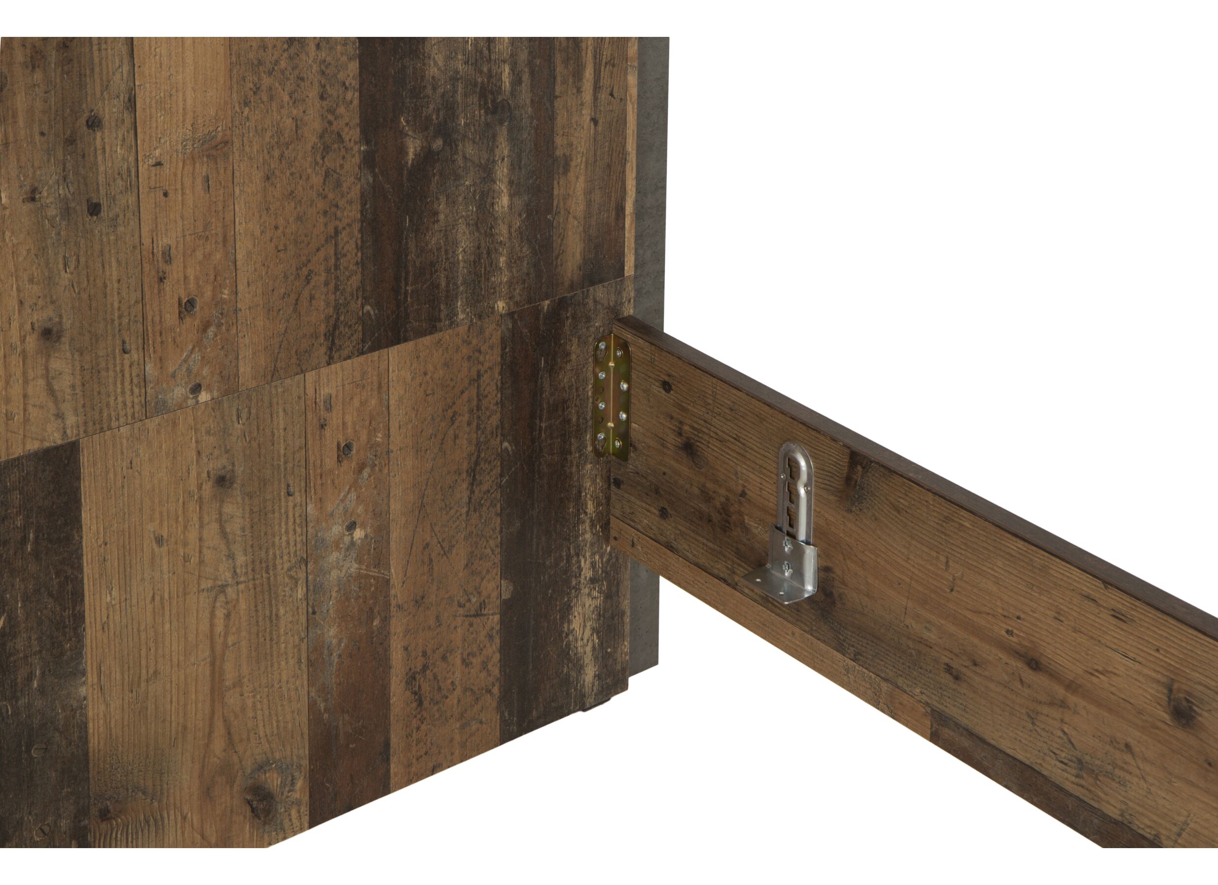 Bed Attaylar 180x200cm - meubelplaat - oldwood vintage/donkergrijs