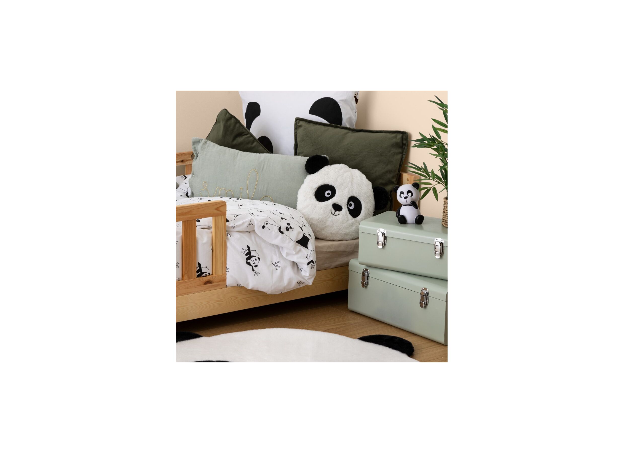 Foto ambiance - Peluche Panda Ø27cm - tissu - blanc/noir