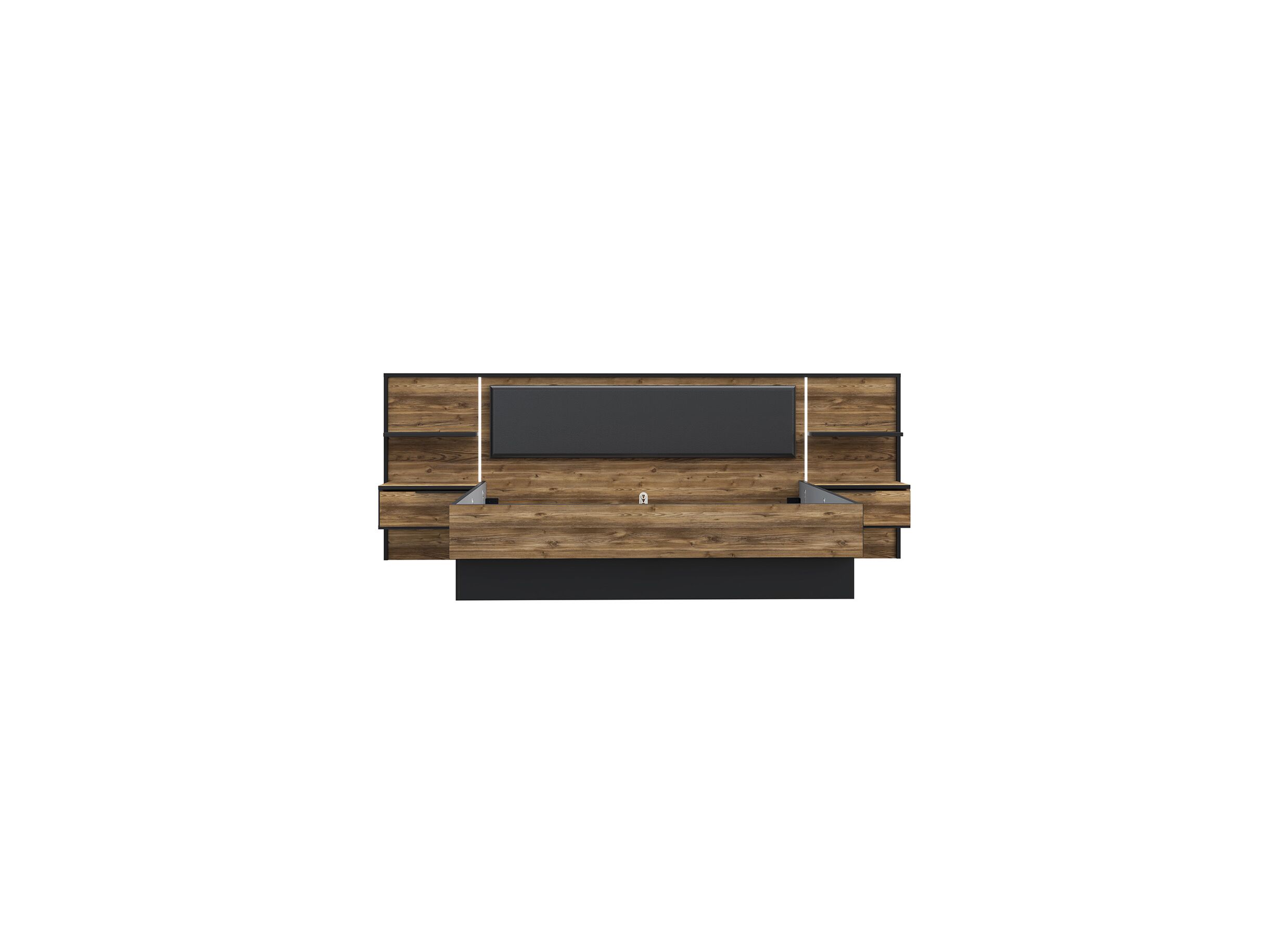 Lit Jabim 160x200cm - panneau décor - alpine picea/noir