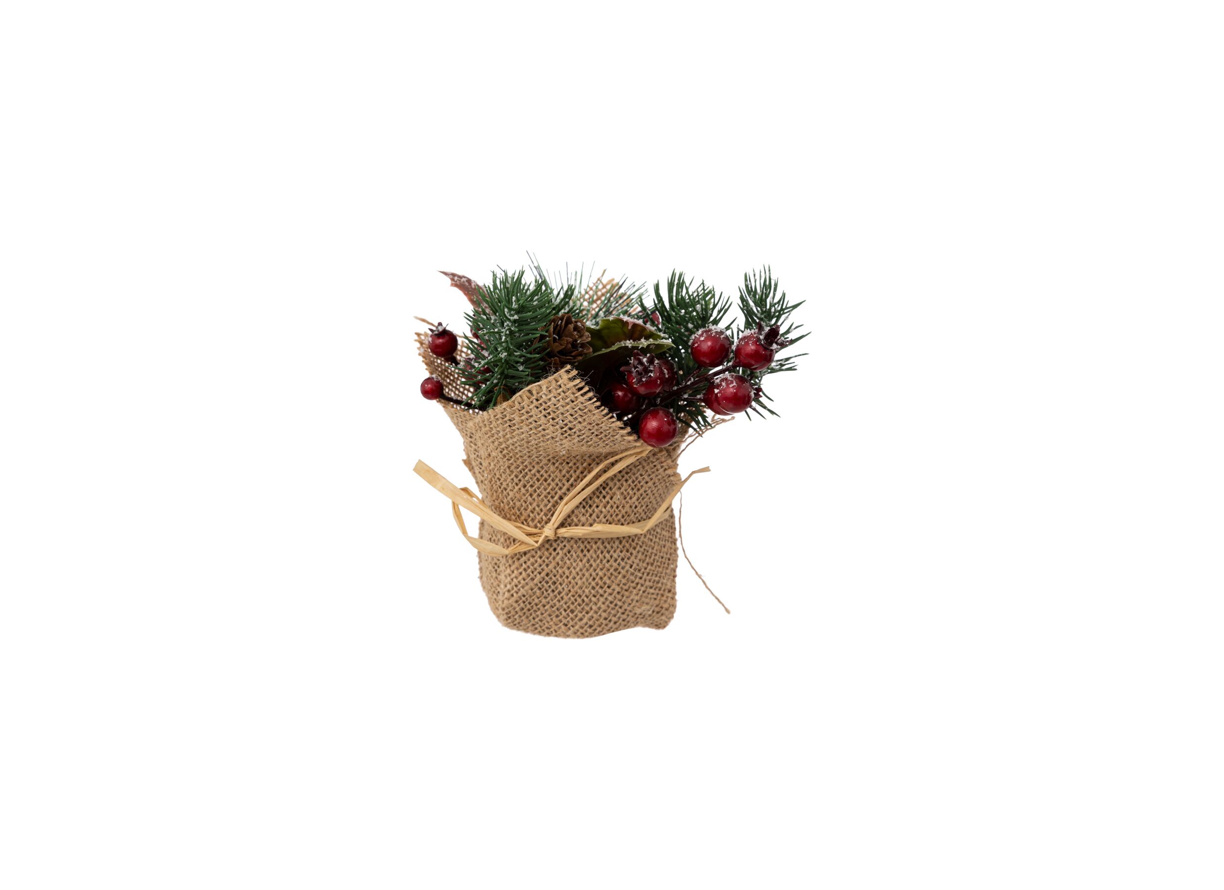 Kerststukje met Jute H16cm - Kerststukje met Jute H16cm