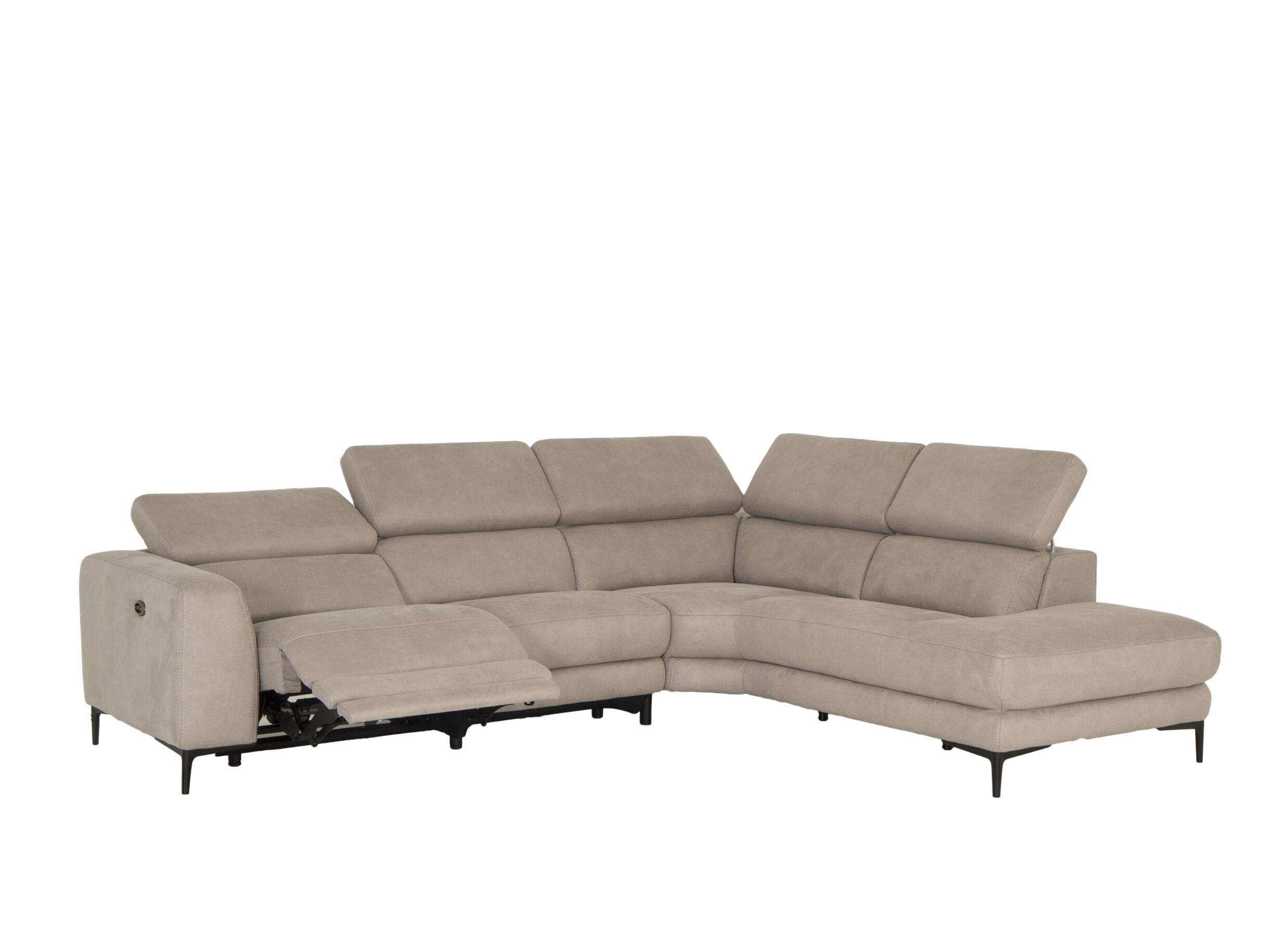 Canapé d'angle Arya 293x241cm - tissu - gris avec relax