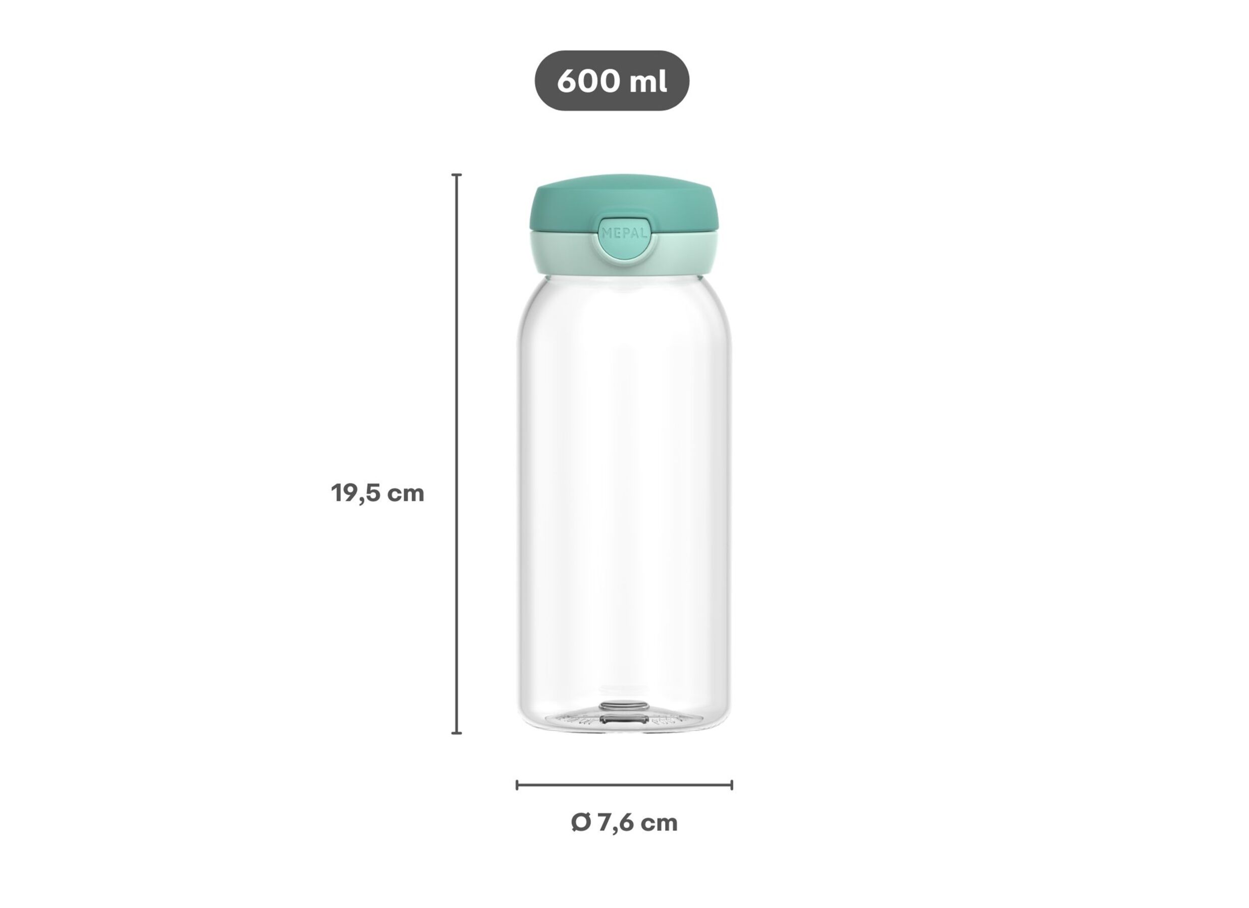 Dimensions - Gourde Campus Flipdop Unicorn Glow 600ml - plastique - multicolore