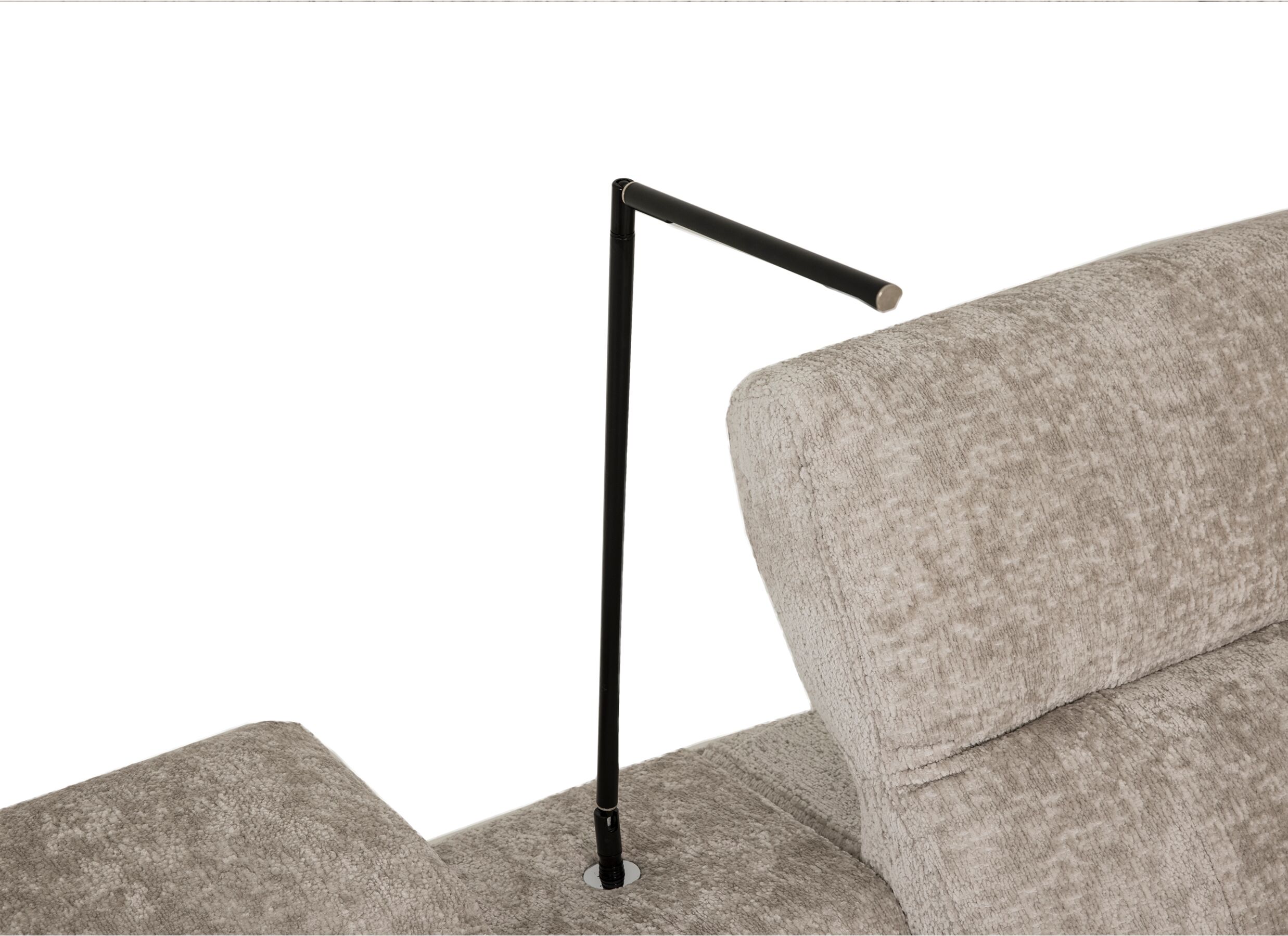 Detail - Canapé d'angle Crow 334x301cm - tissu - turtledove avec 3 fauteuils relax & rangement