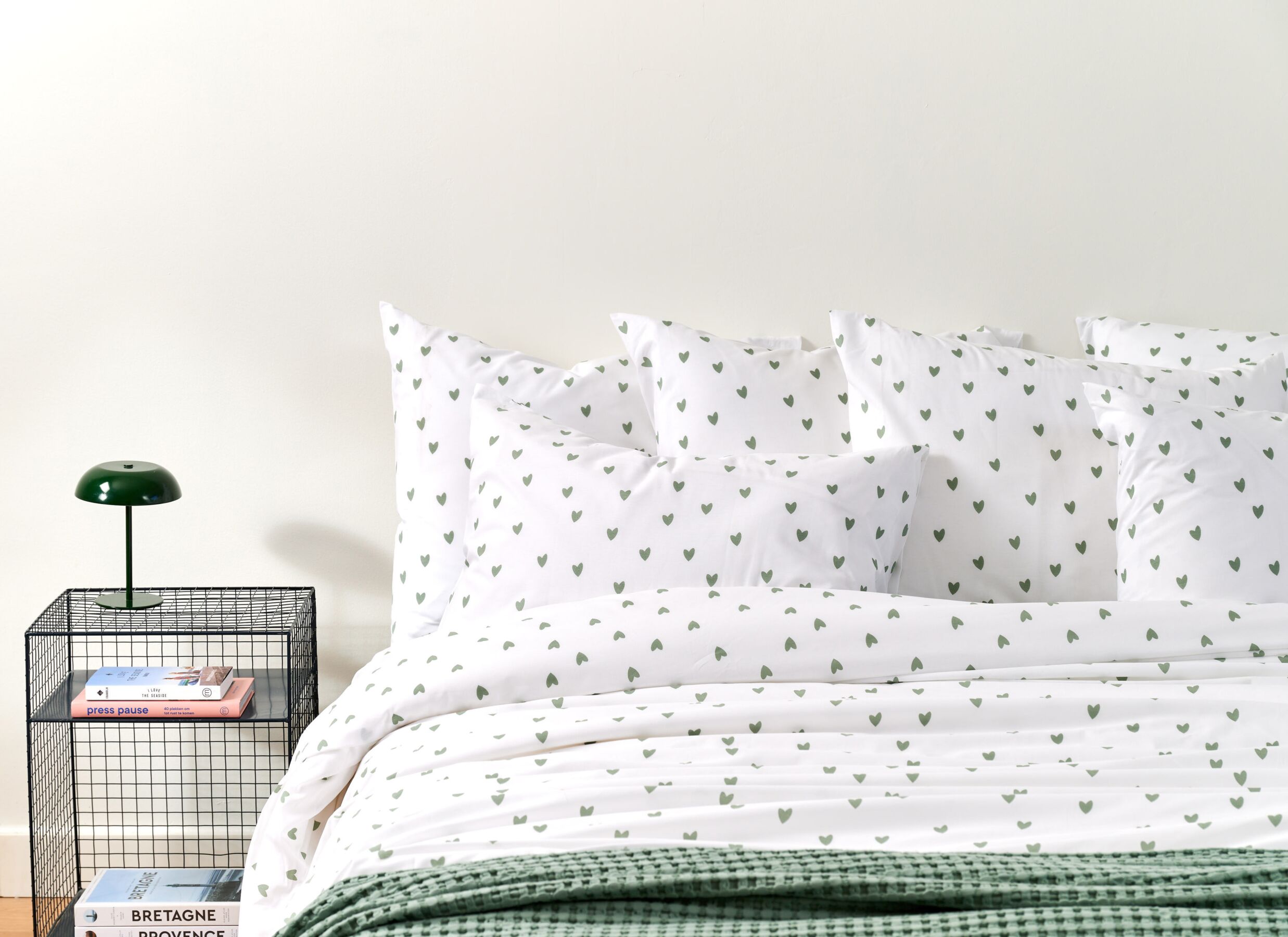 Foto ambiance - Housse de couette 140x200/220cm - coton - vert & blanc