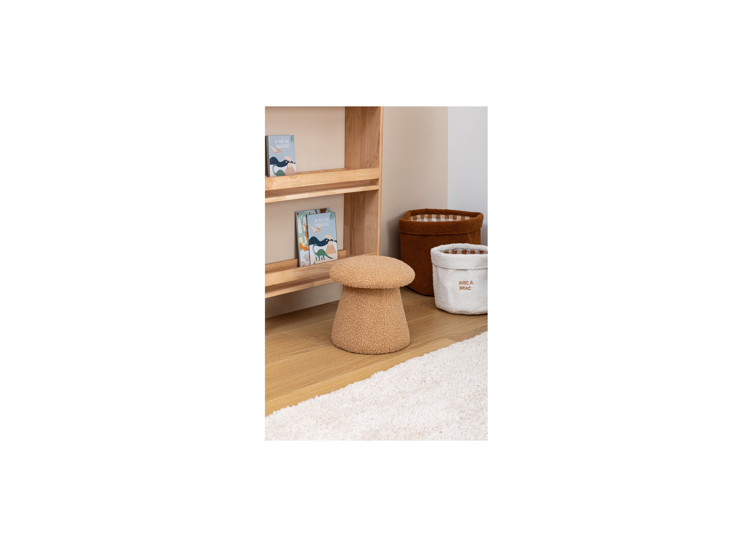 Foto ambiance - Pouf Champignon Ø27x27,5cm - bouclé - caramel