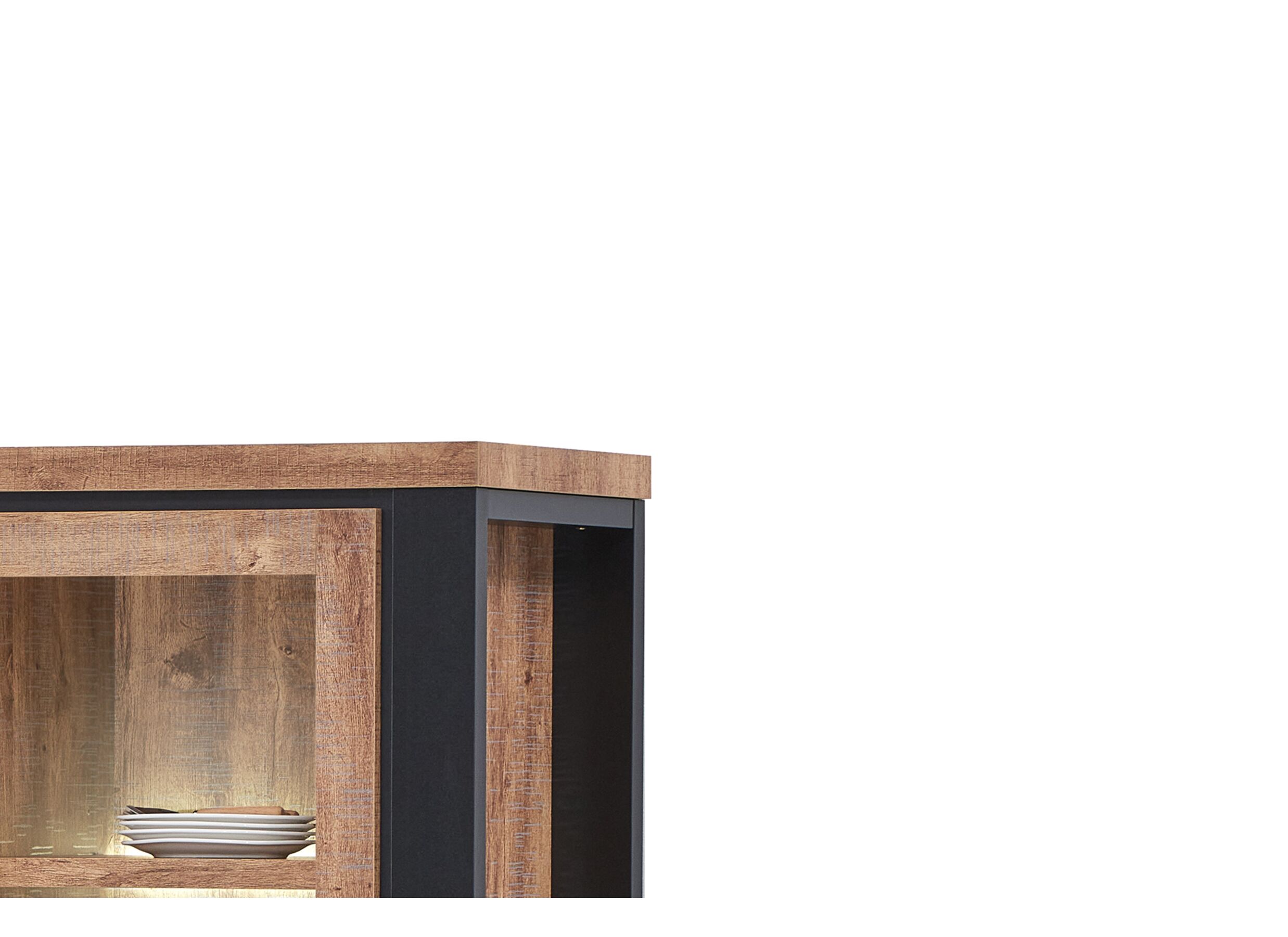 Vitrinekast Estrella 126cm - decor - industrial oak