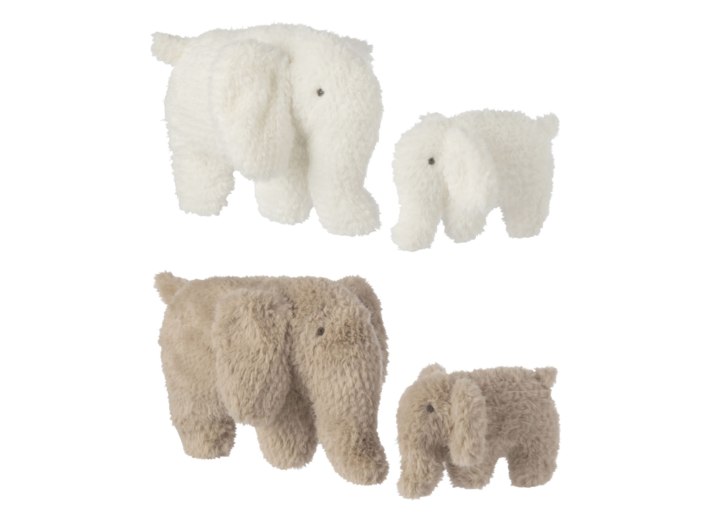 Photo ensemble - Peluche Elephant H19cm - polyester - blanc & beige