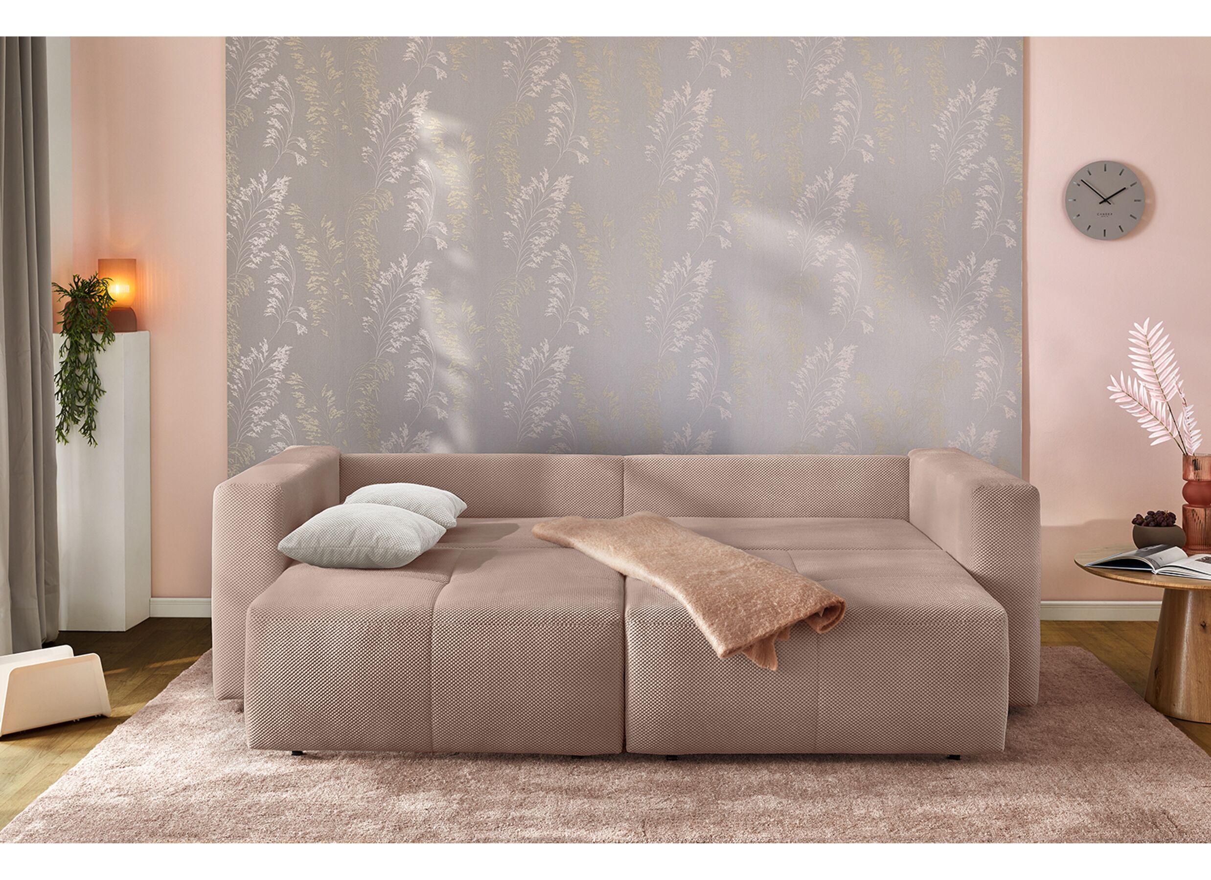 Sfeerfoto - Zetel Relax Bigsofa 4-zit - stof - rosa