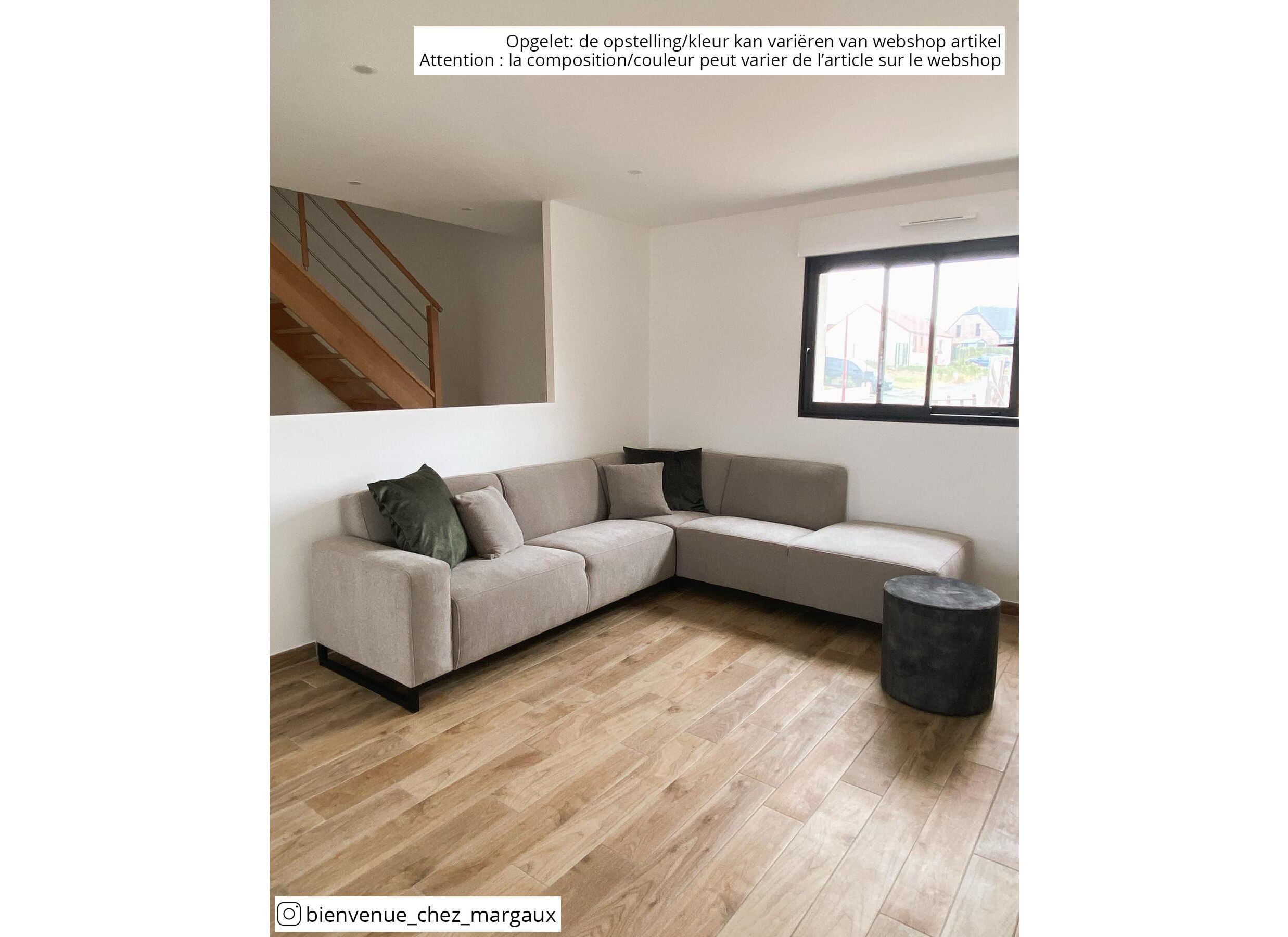 Hoeksalon Cannes 342x267cm - stof - grijs