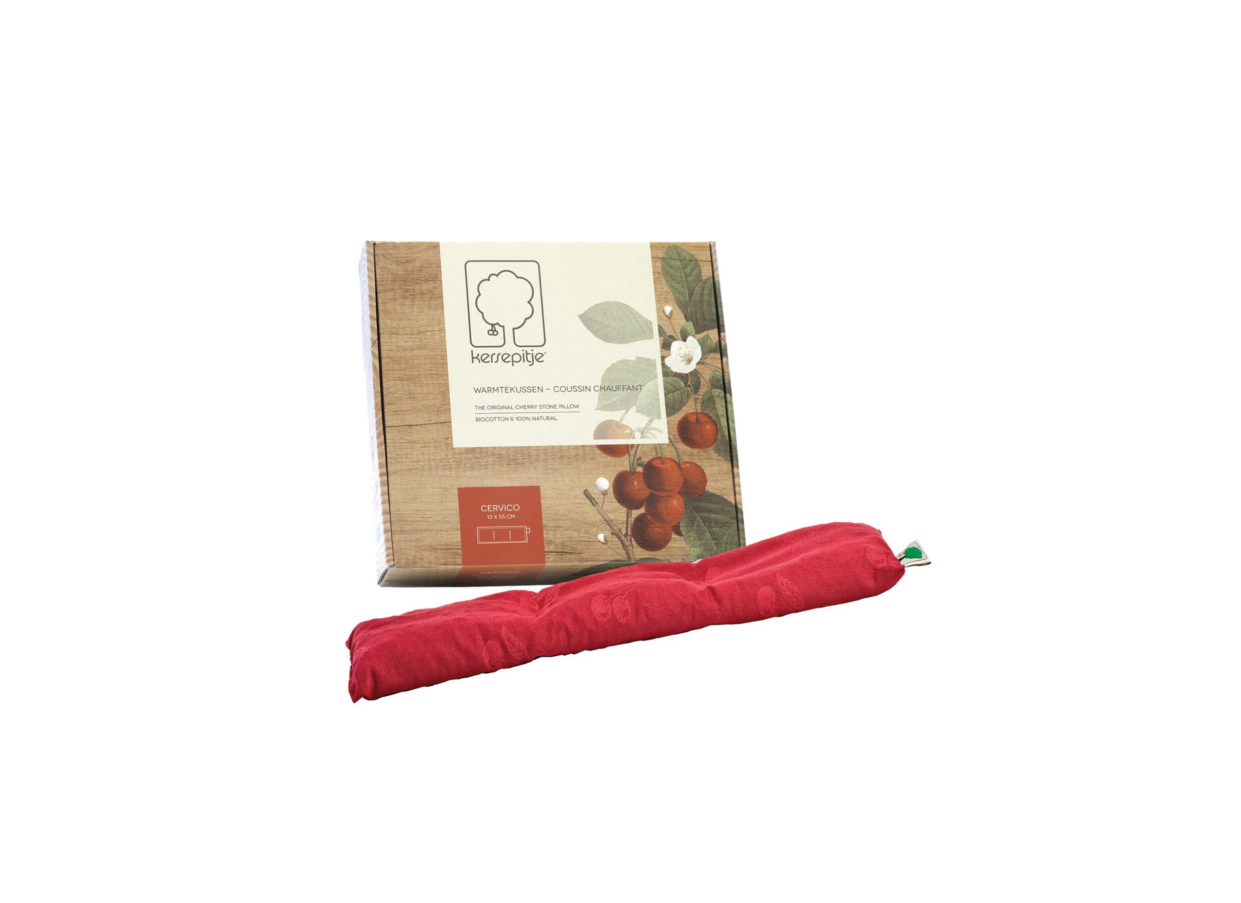 Kersenpitkussentje 13x55cm rood