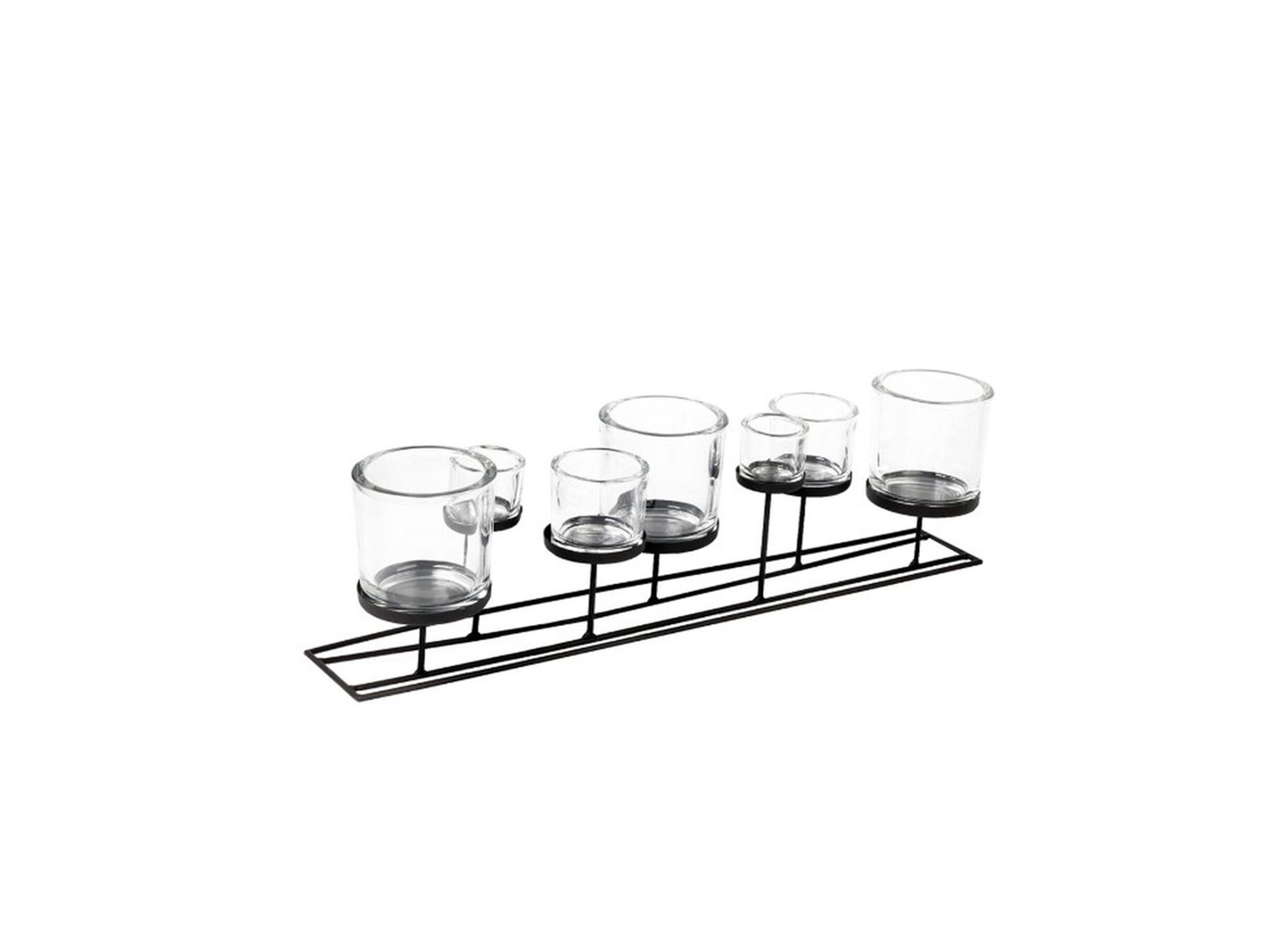 Porte-bougie Lincoln H20cm - Porte-bougie Lincoln B70cm - métal & verre - noir