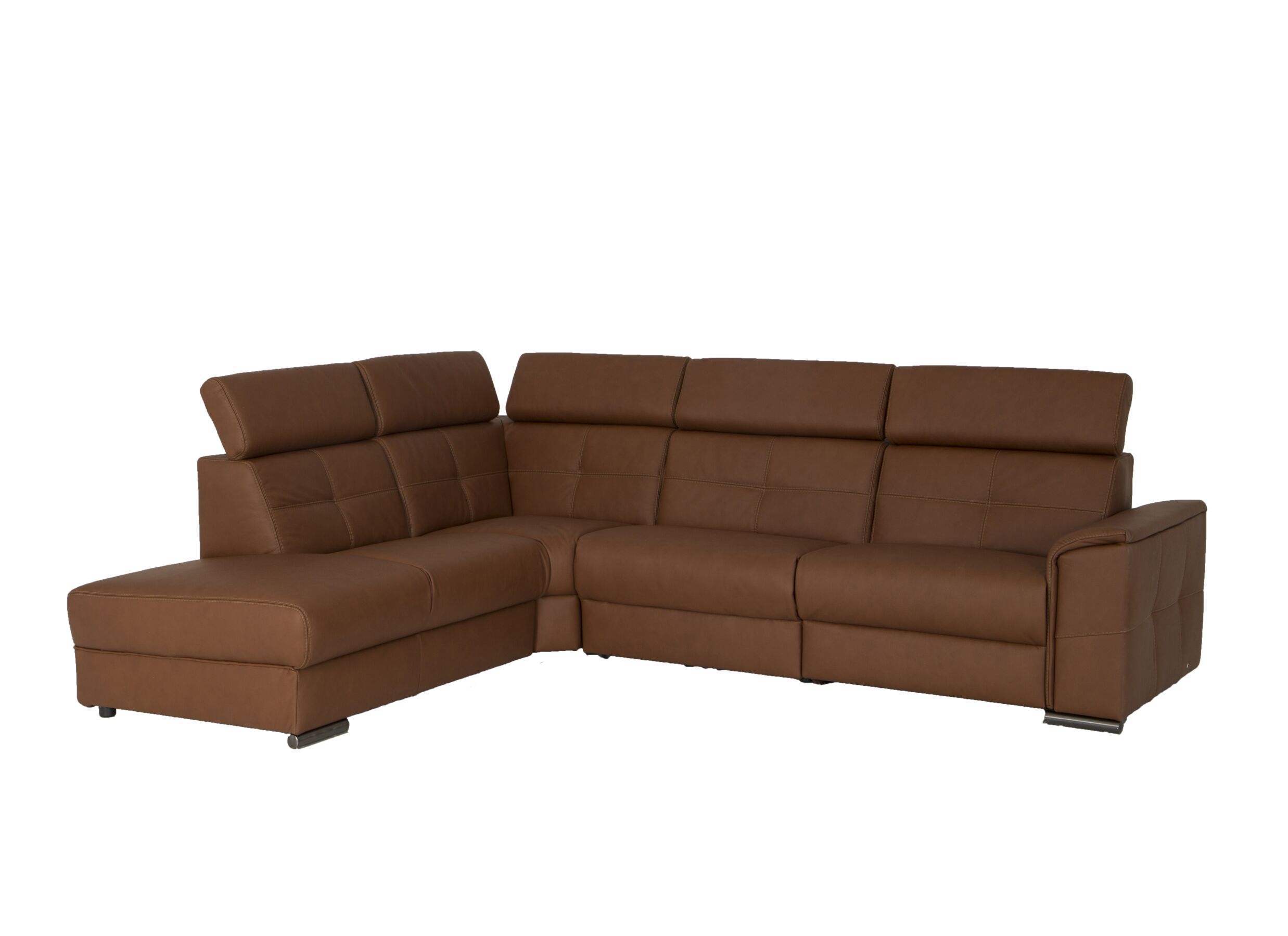 Plus Important - Canapé d'angle Lana 289x227cm - cuir - marron avec relax